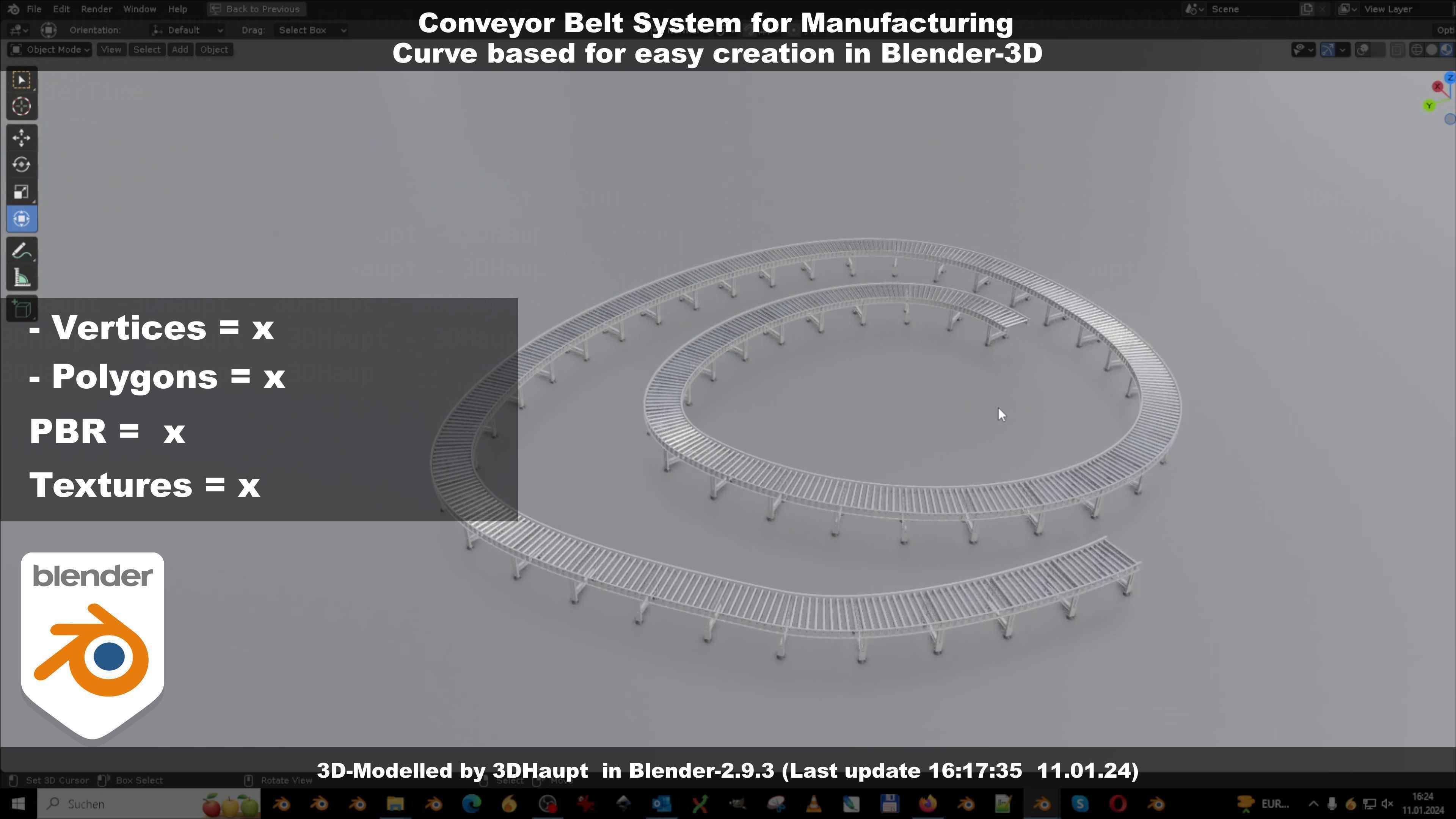 Conveyor belt system for Manufacturing 3D model_29
