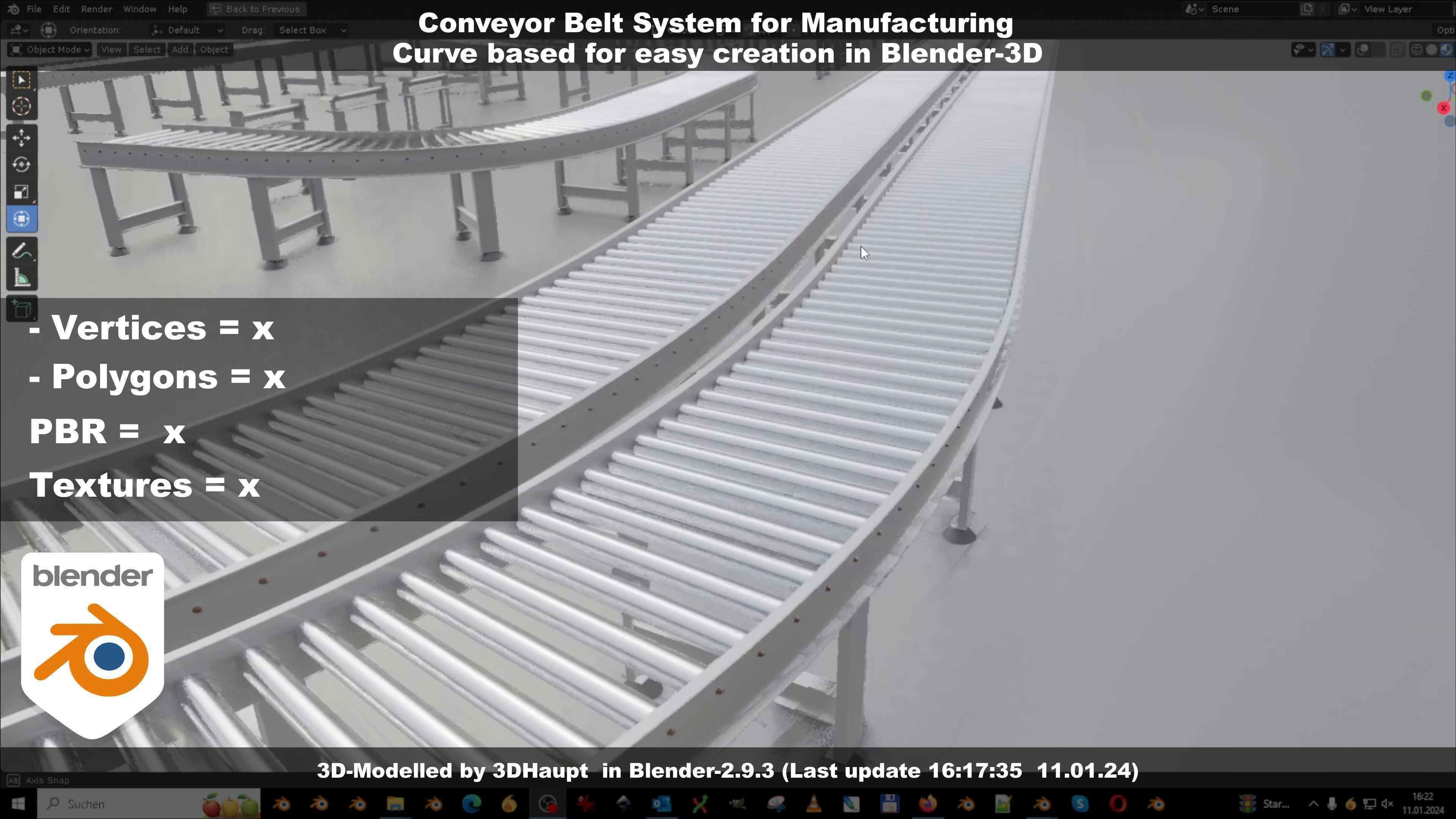 Conveyor belt system for Manufacturing 3D model_102