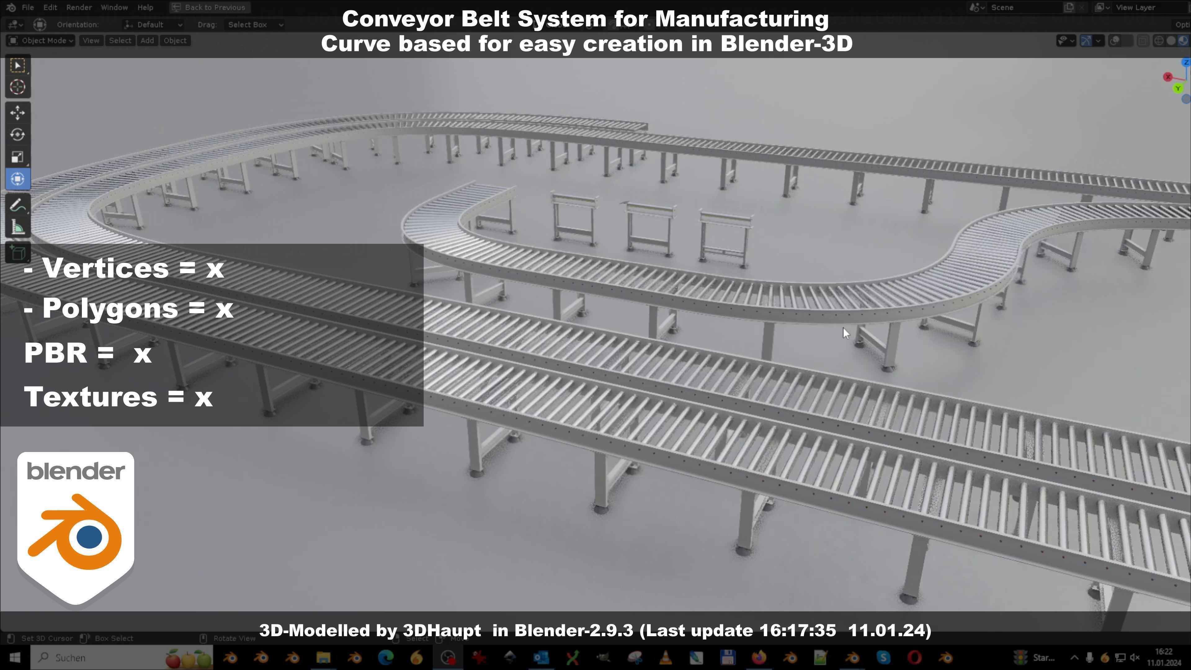 Conveyor belt system for Manufacturing 3D model_42