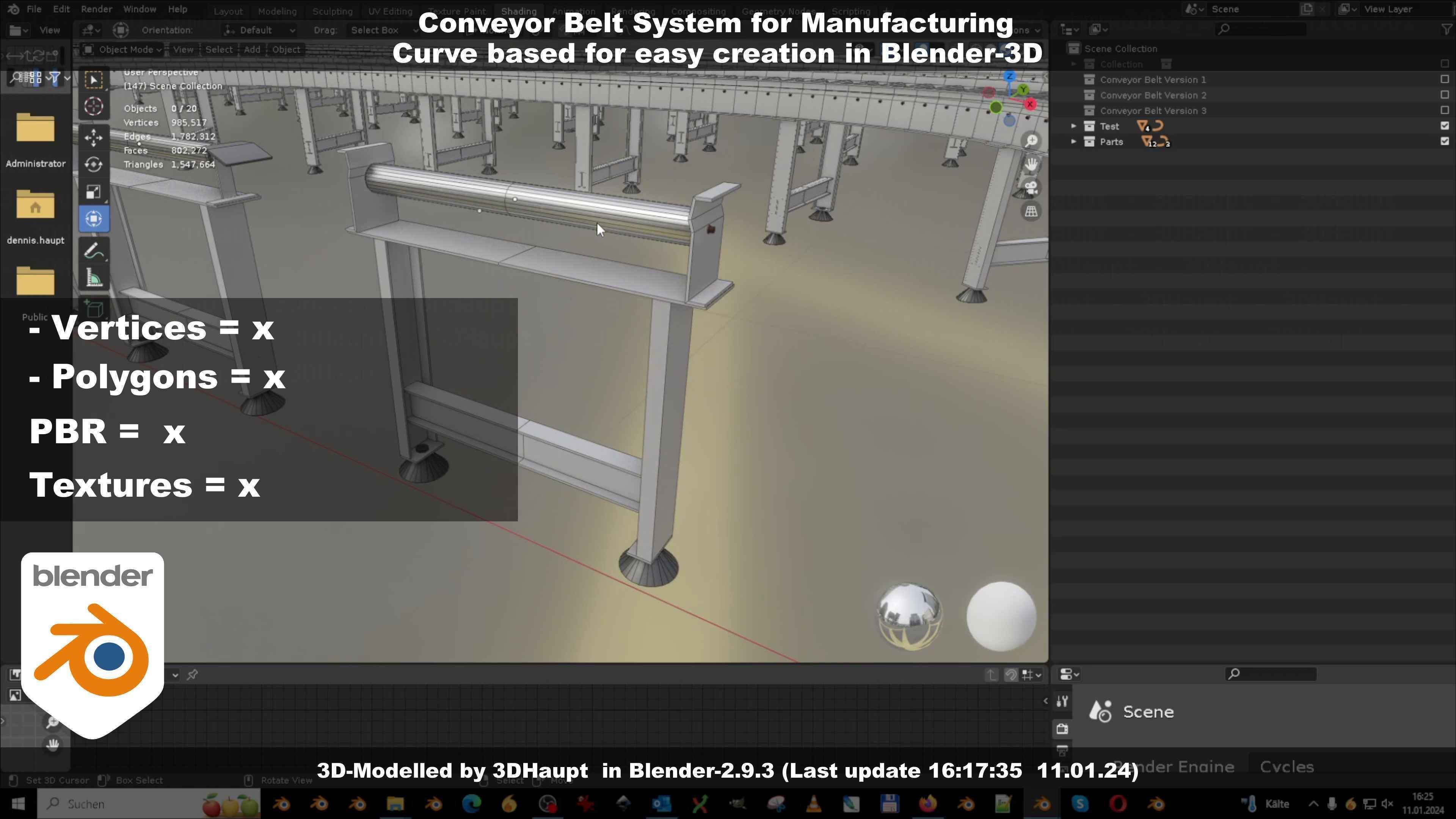 Conveyor belt system for Manufacturing 3D model_99