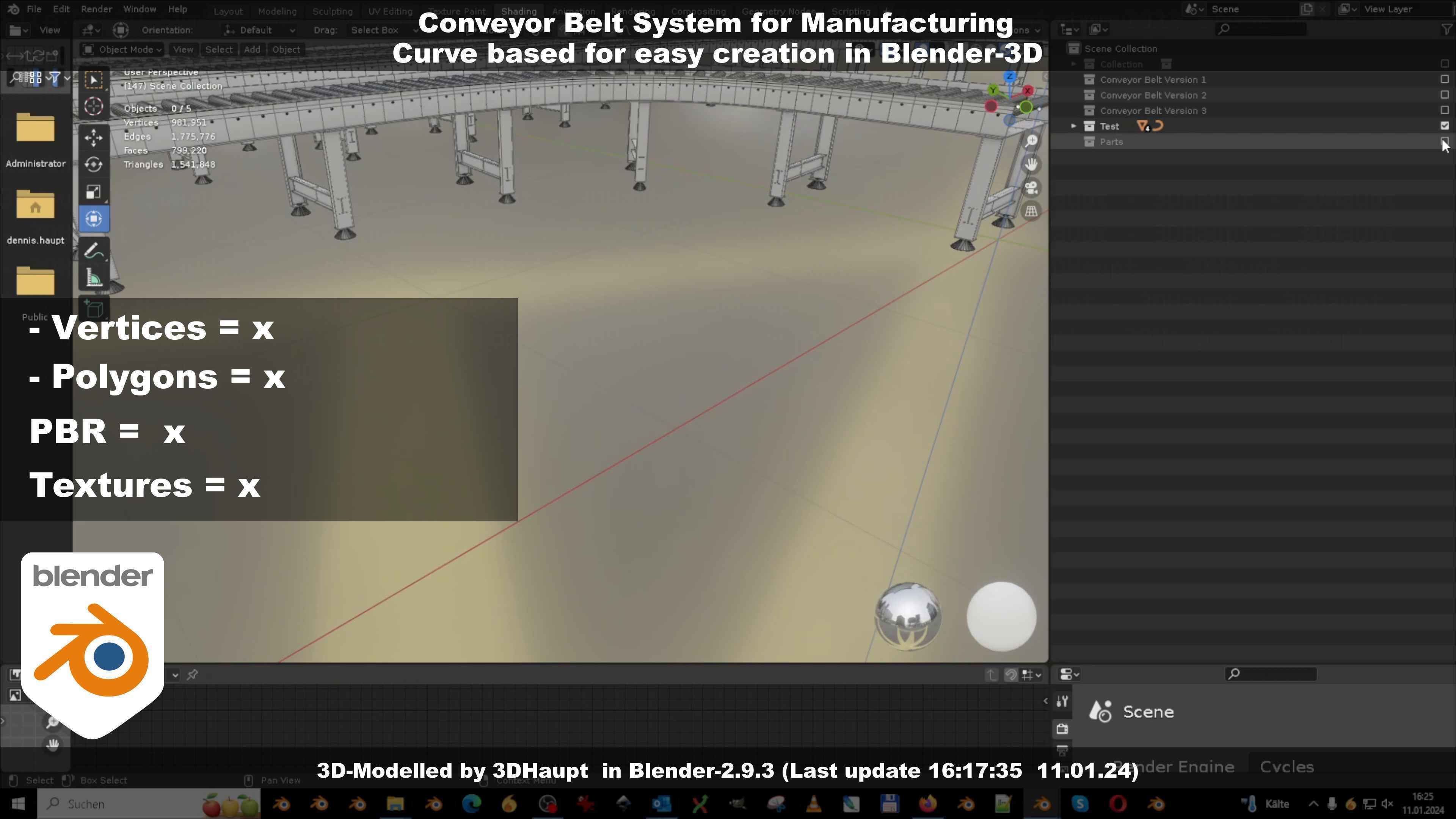 Conveyor belt system for Manufacturing 3D model_98