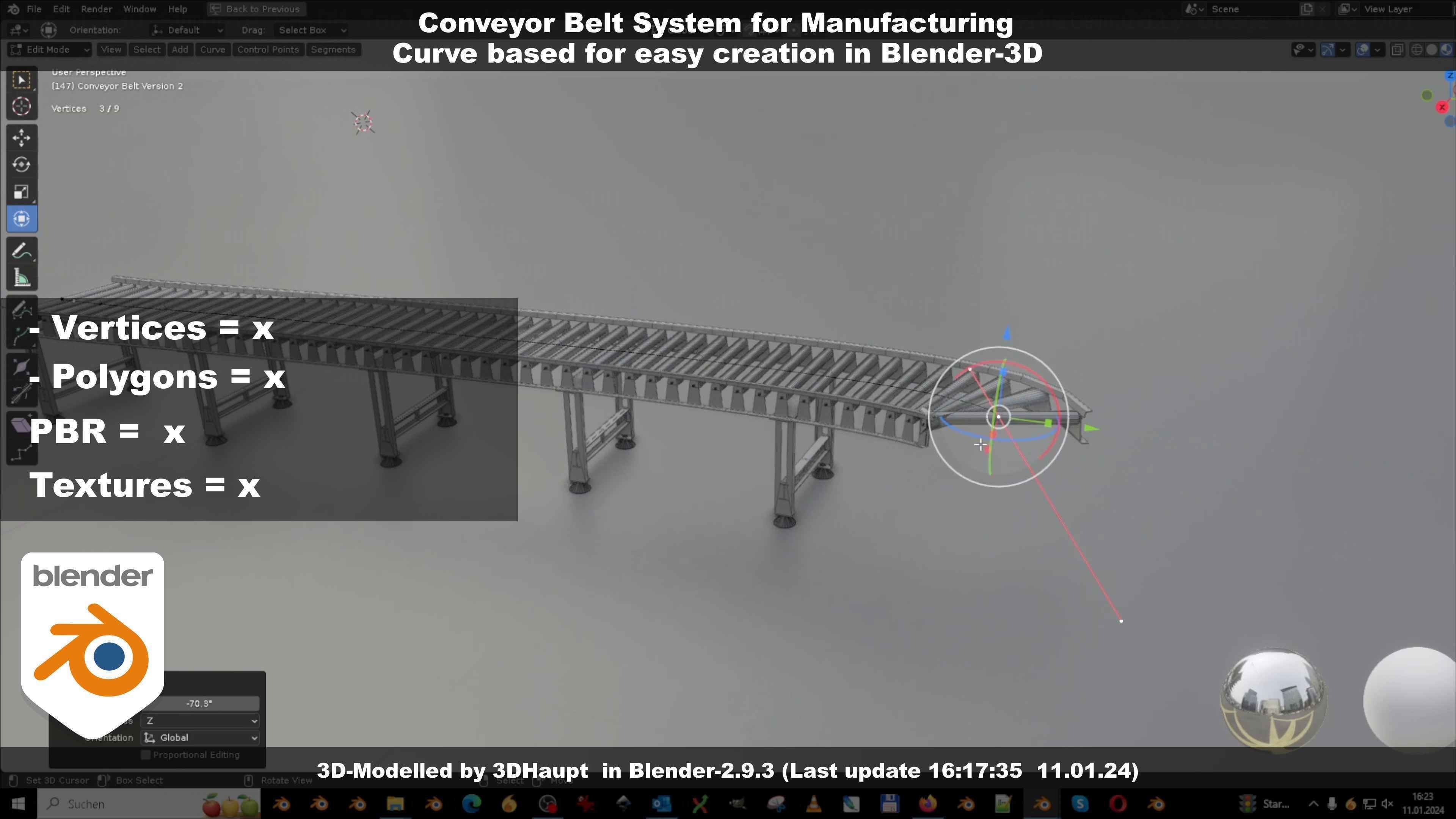 Conveyor belt system for Manufacturing 3D model_93