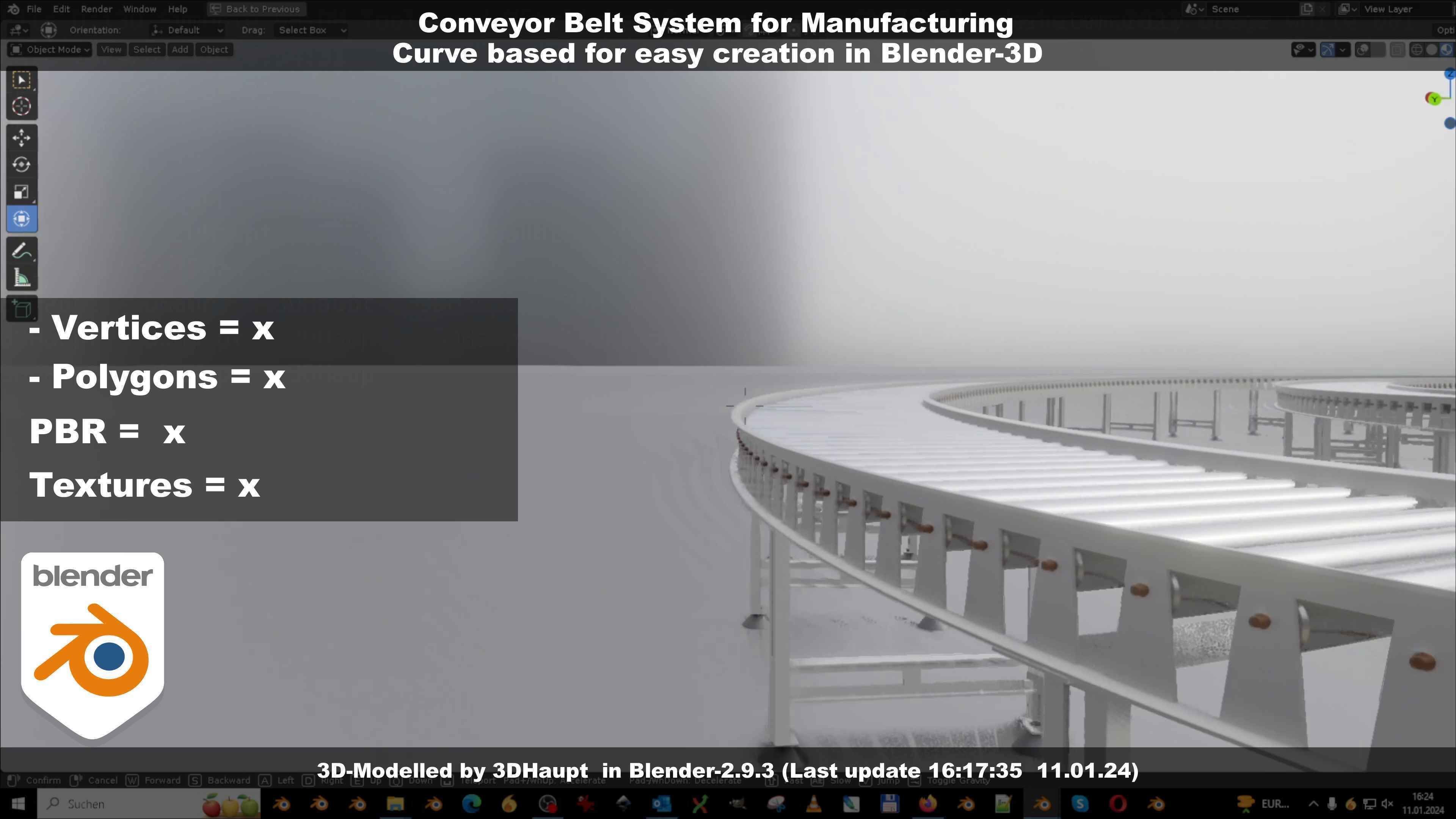 Conveyor belt system for Manufacturing 3D model_27