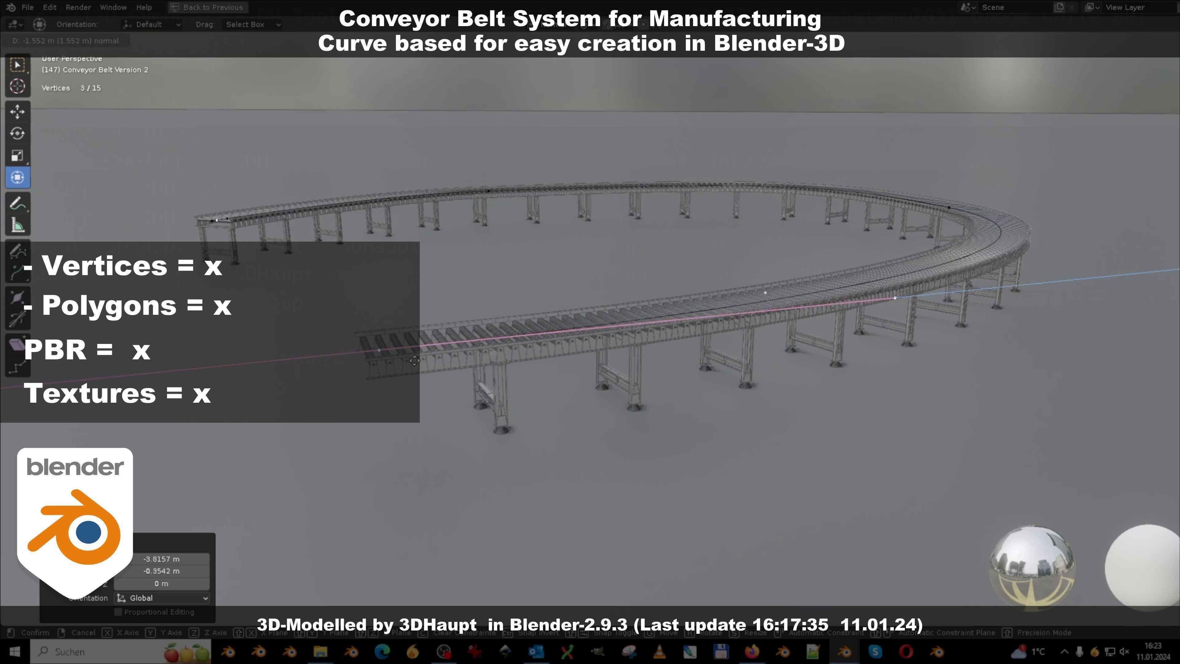 Conveyor belt system for Manufacturing 3D model_111