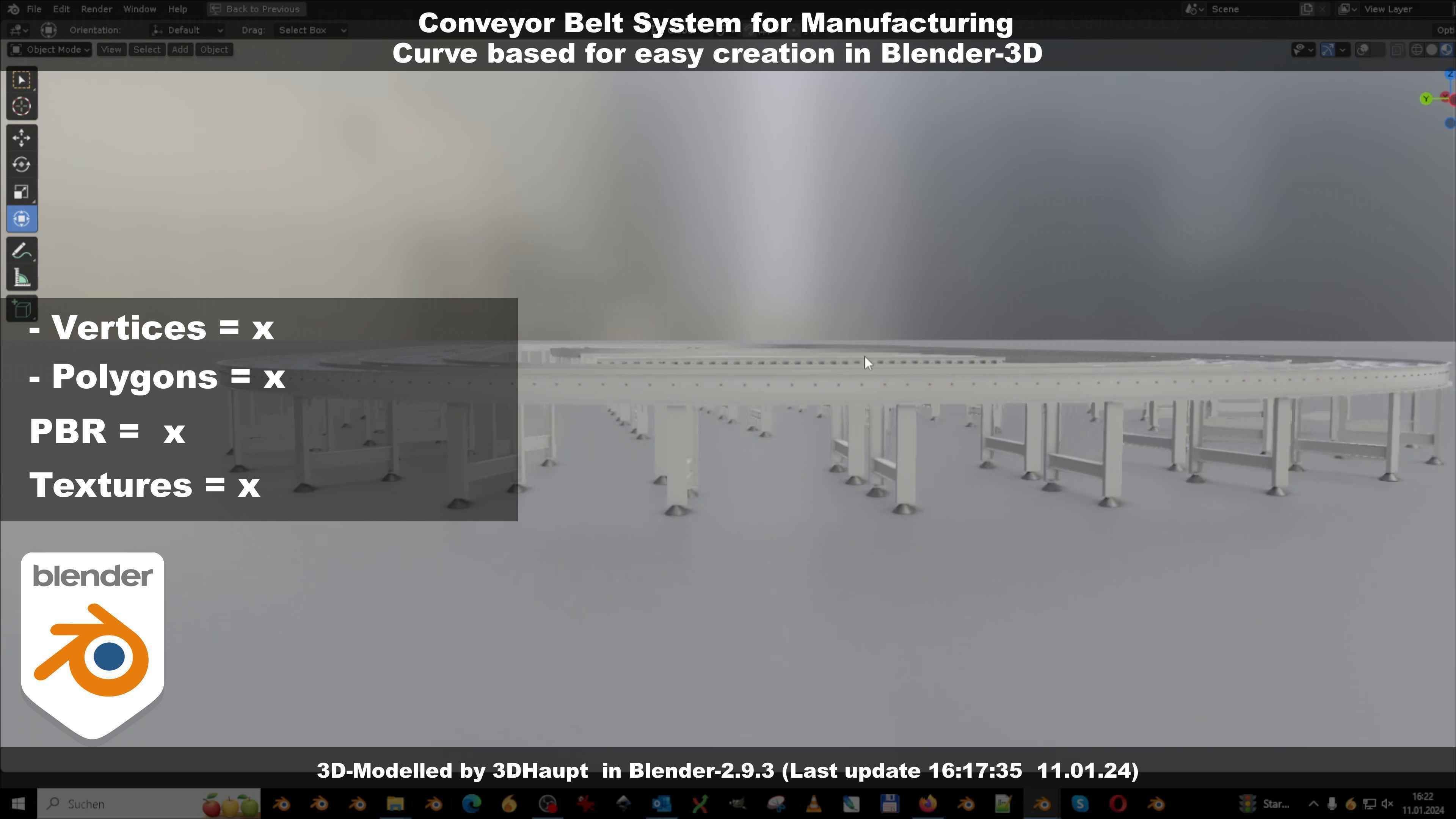 Conveyor belt system for Manufacturing 3D model_44