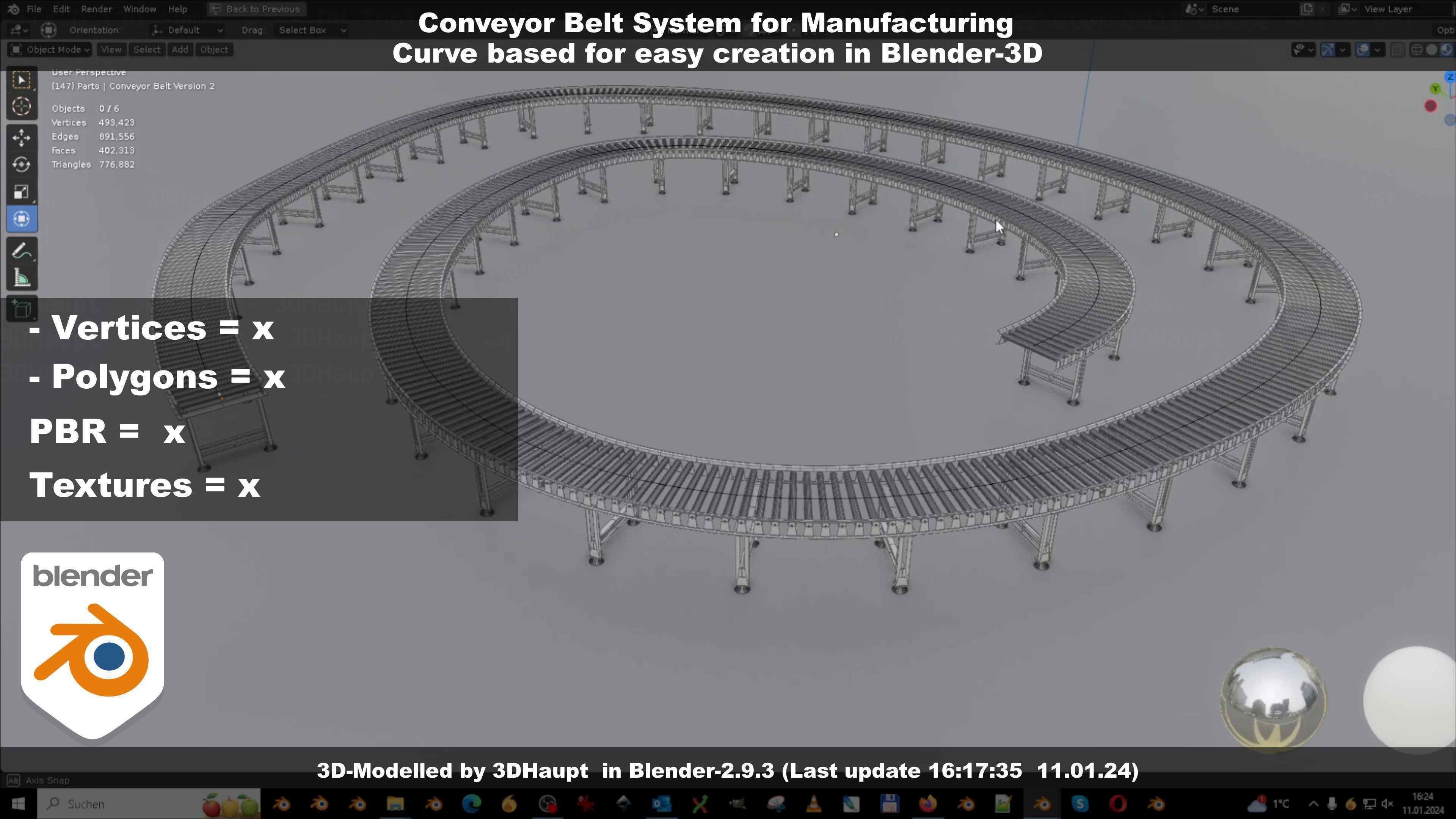 Conveyor belt system for Manufacturing 3D model_50