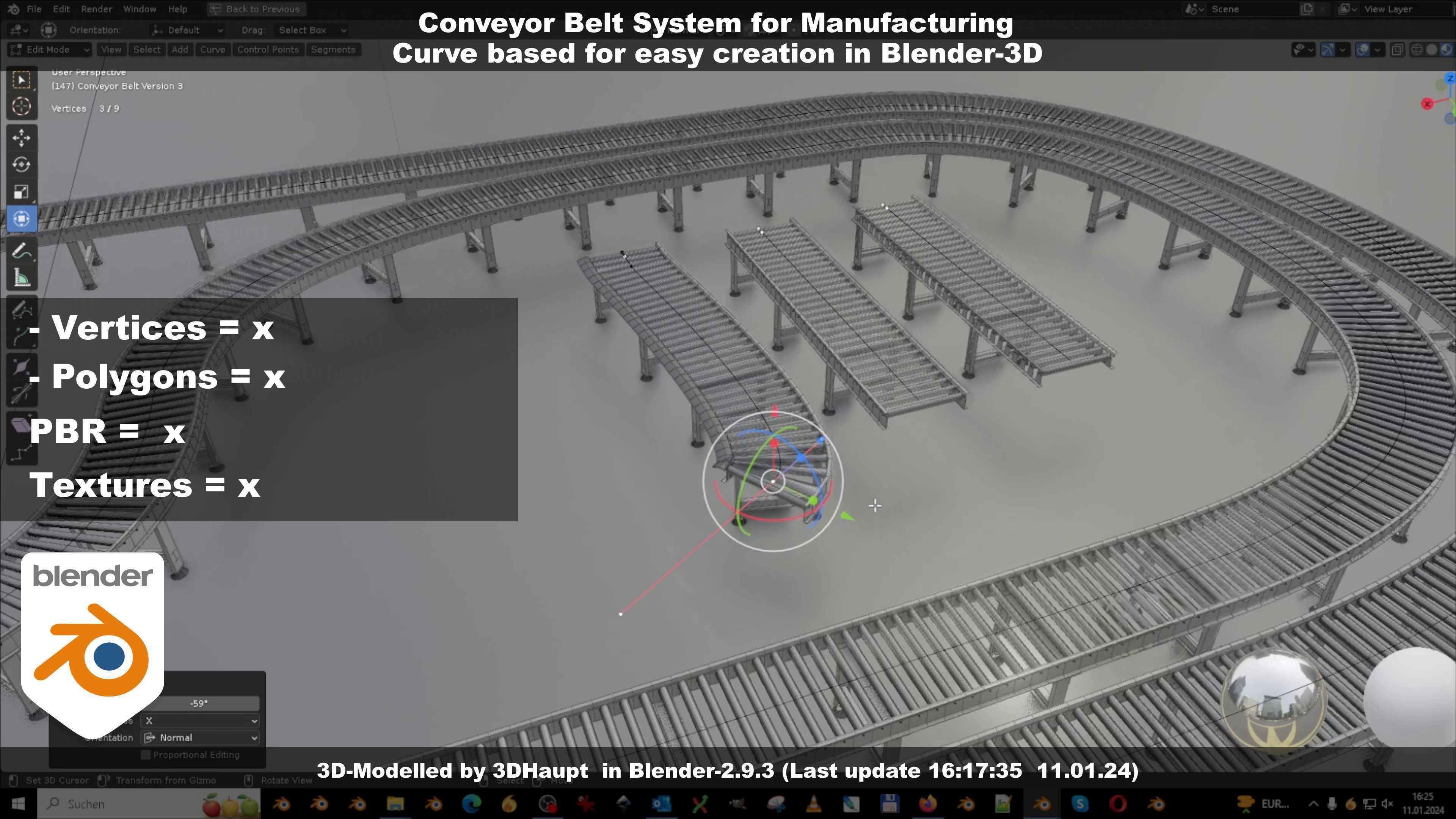 Conveyor belt system for Manufacturing 3D model_139