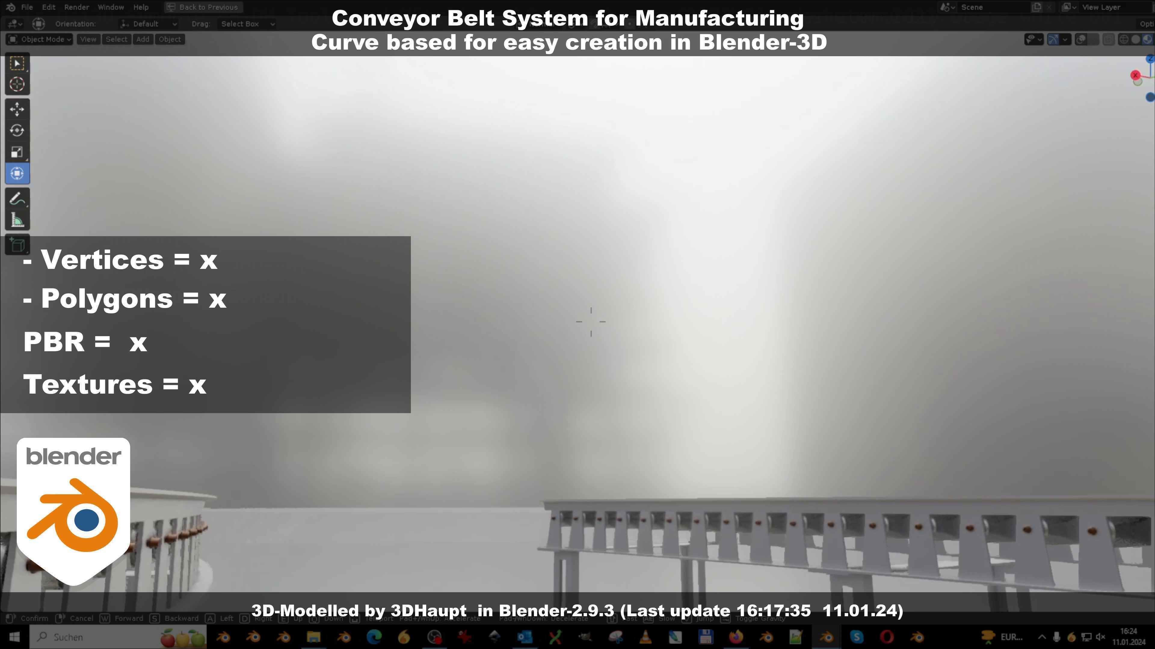Conveyor belt system for Manufacturing 3D model_73