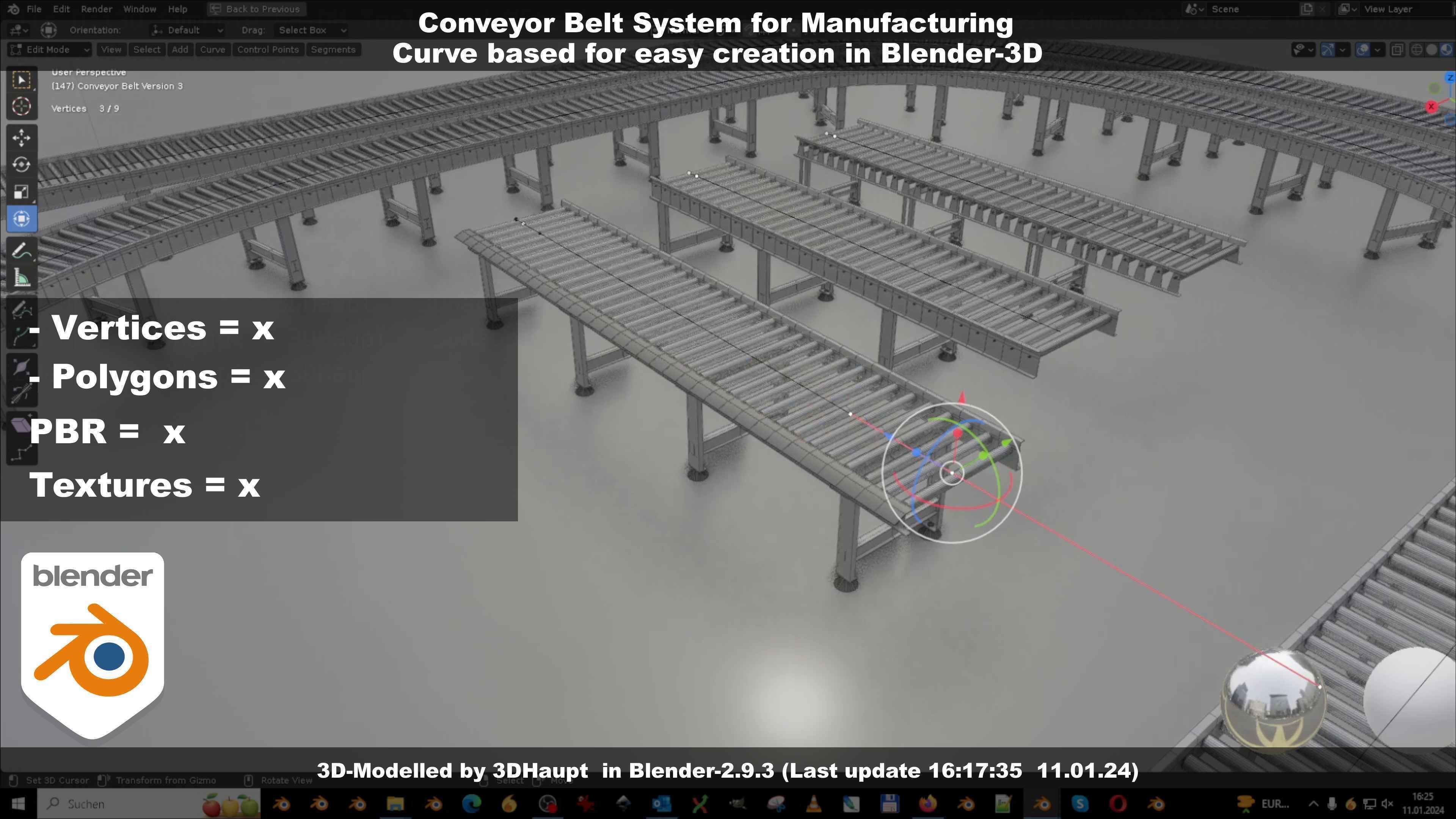 Conveyor belt system for Manufacturing 3D model_85