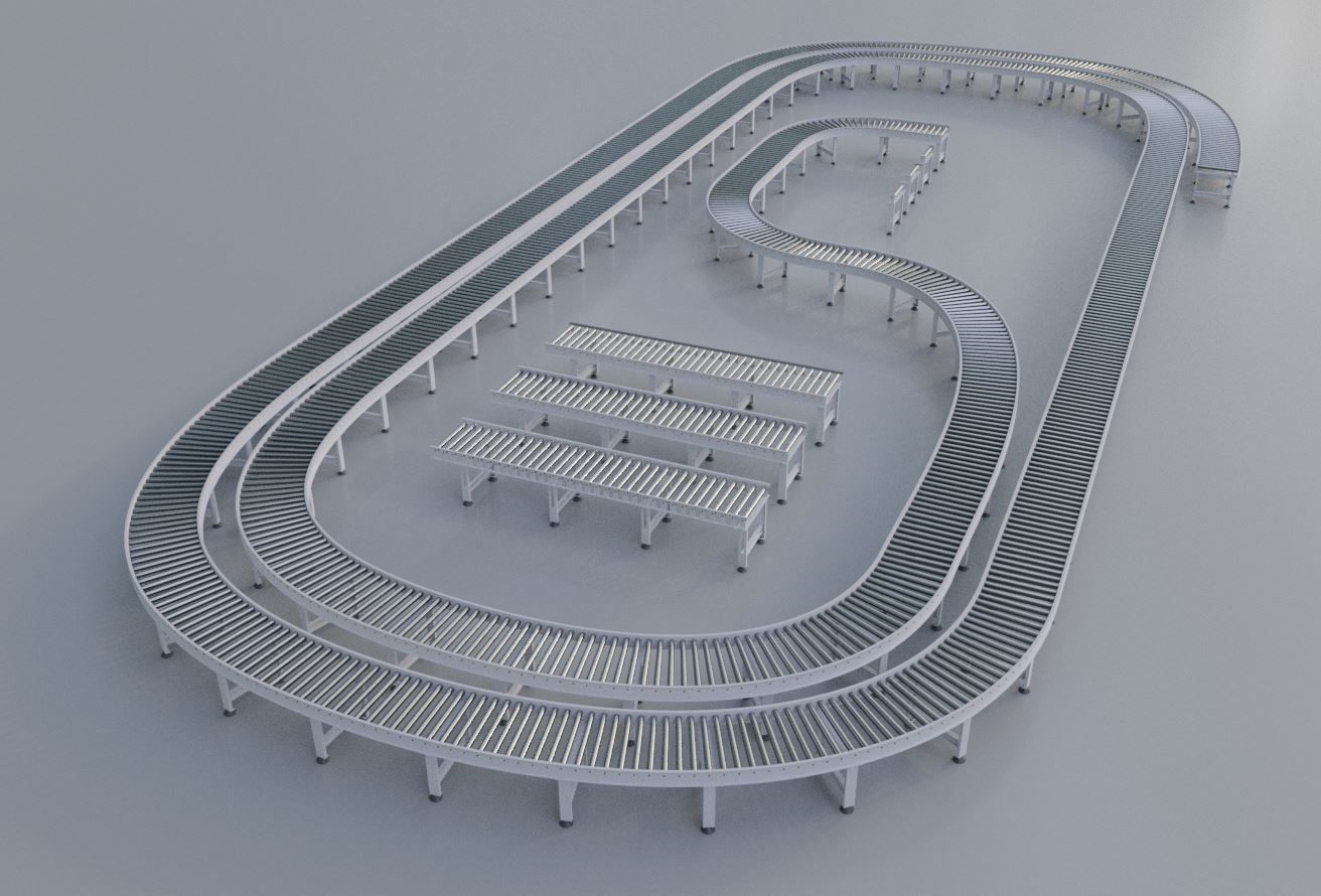 Conveyor belt system for Manufacturing 3D model_13