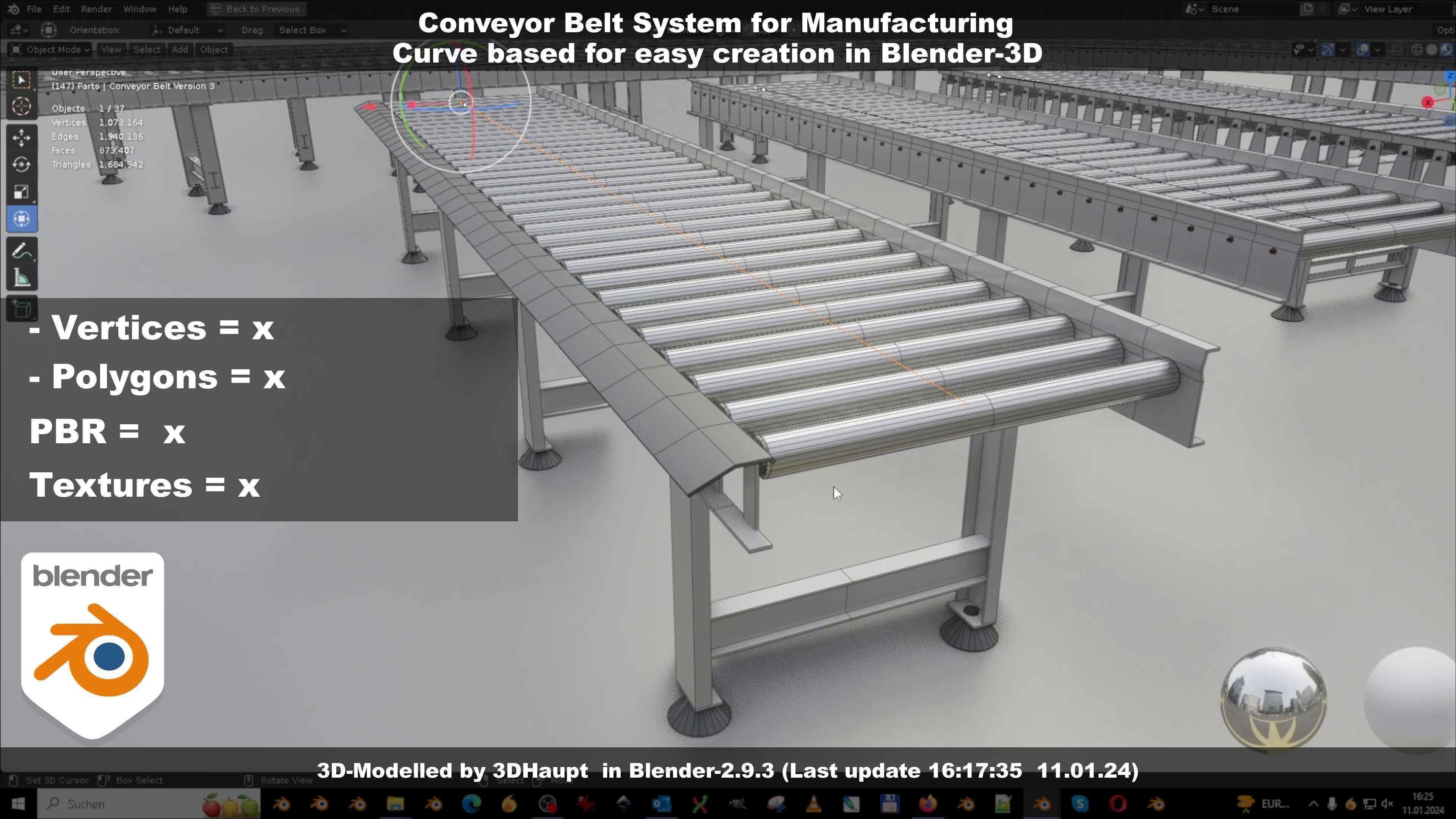 Conveyor belt system for Manufacturing 3D model_132