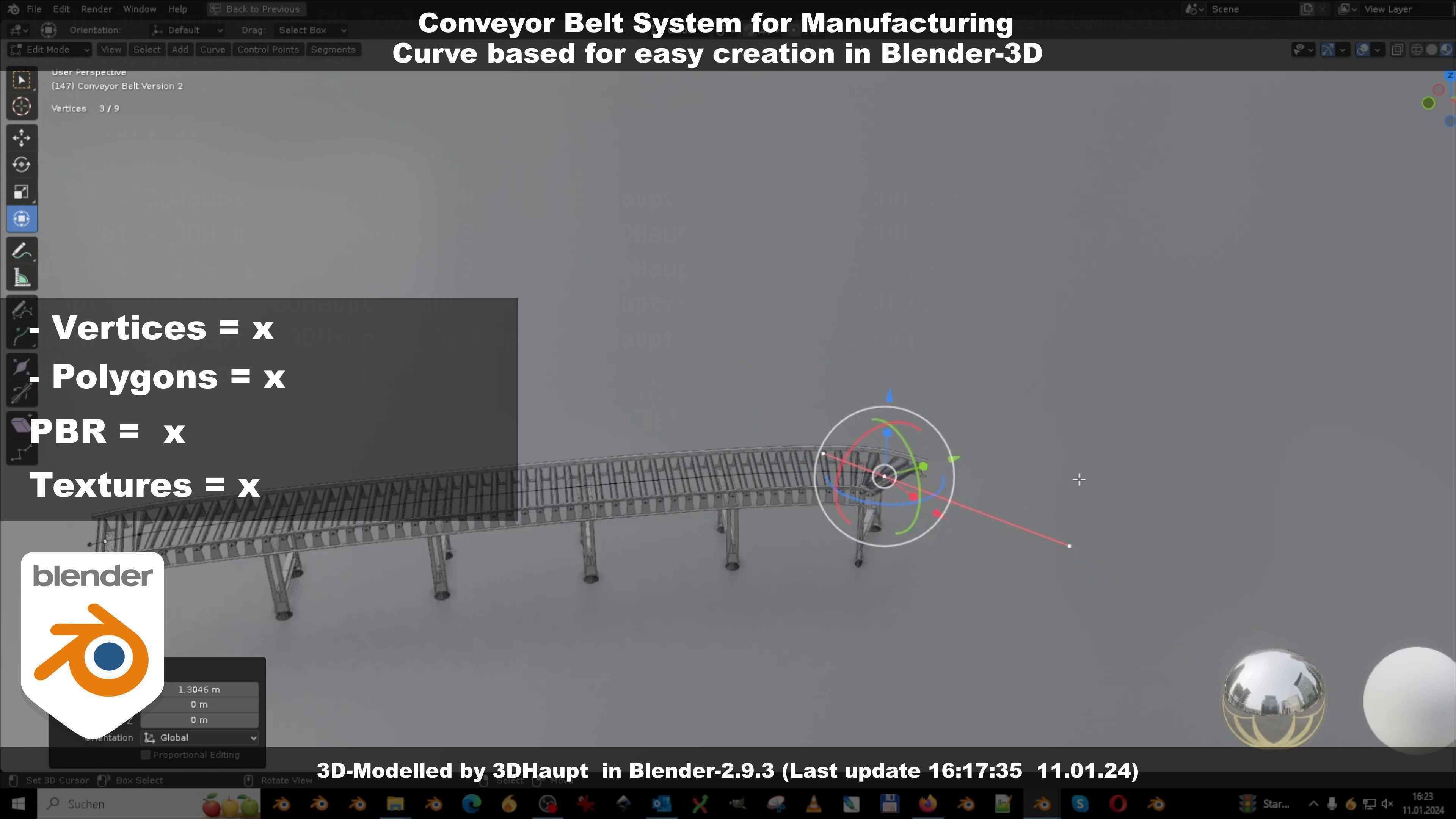 Conveyor belt system for Manufacturing 3D model_104