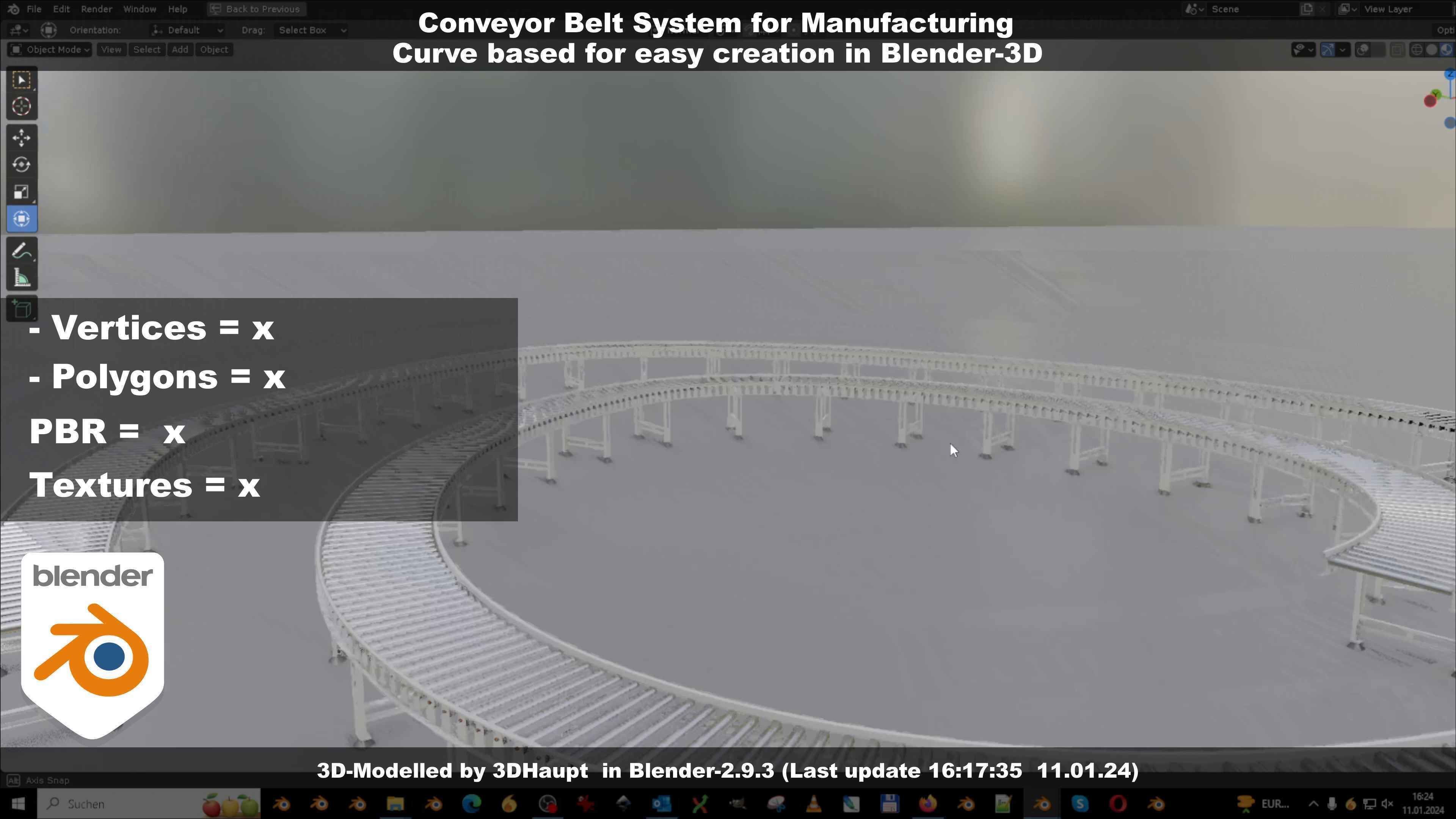 Conveyor belt system for Manufacturing 3D model_142