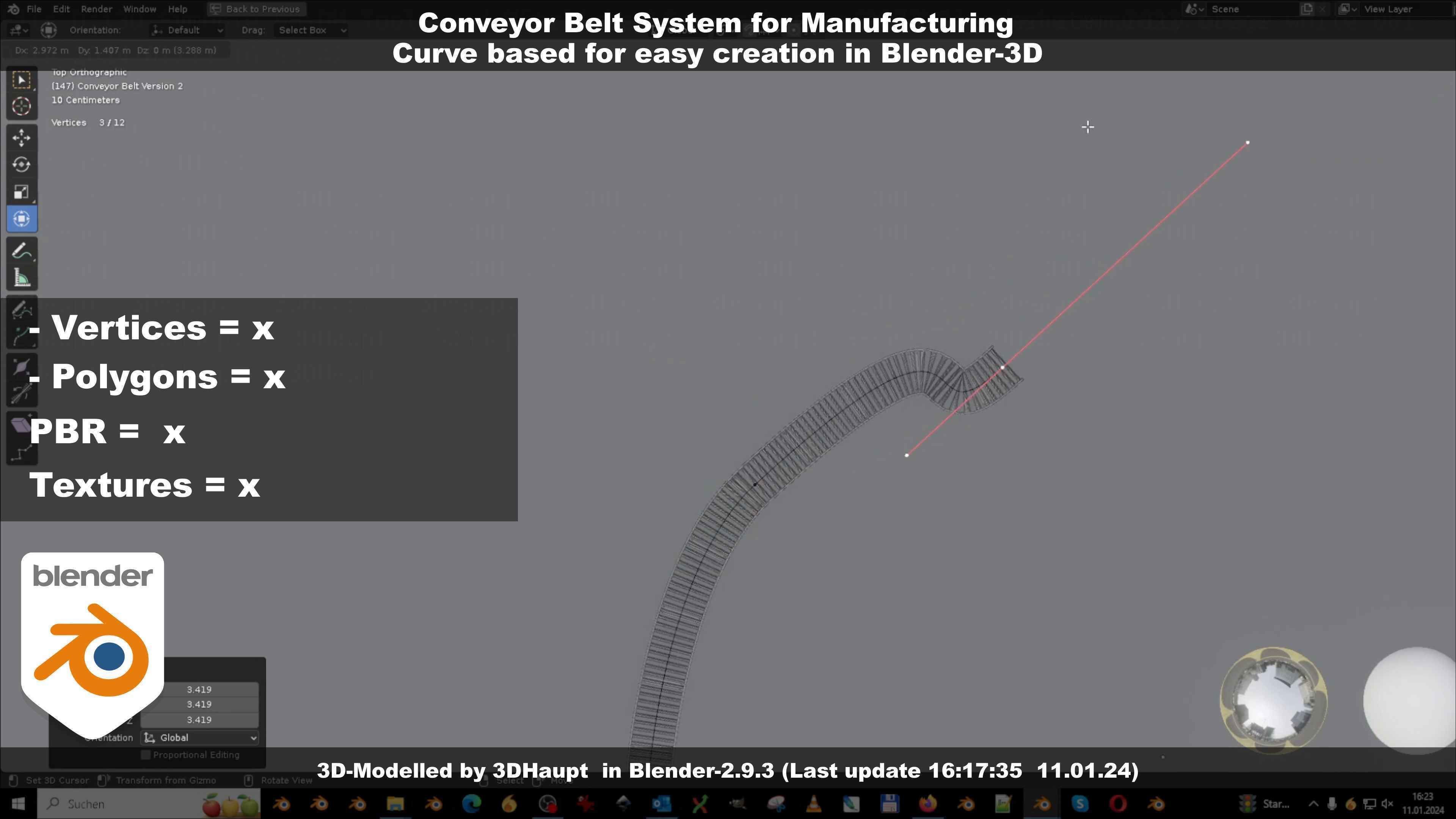 Conveyor belt system for Manufacturing 3D model_46