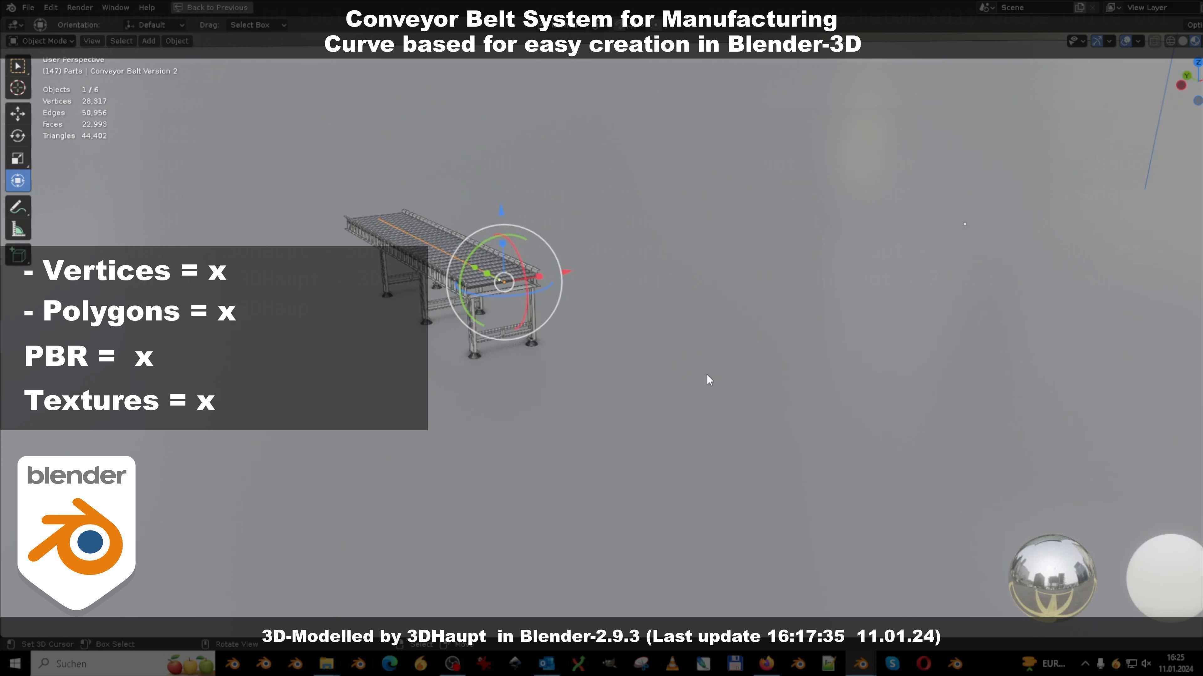 Conveyor belt system for Manufacturing 3D model_82