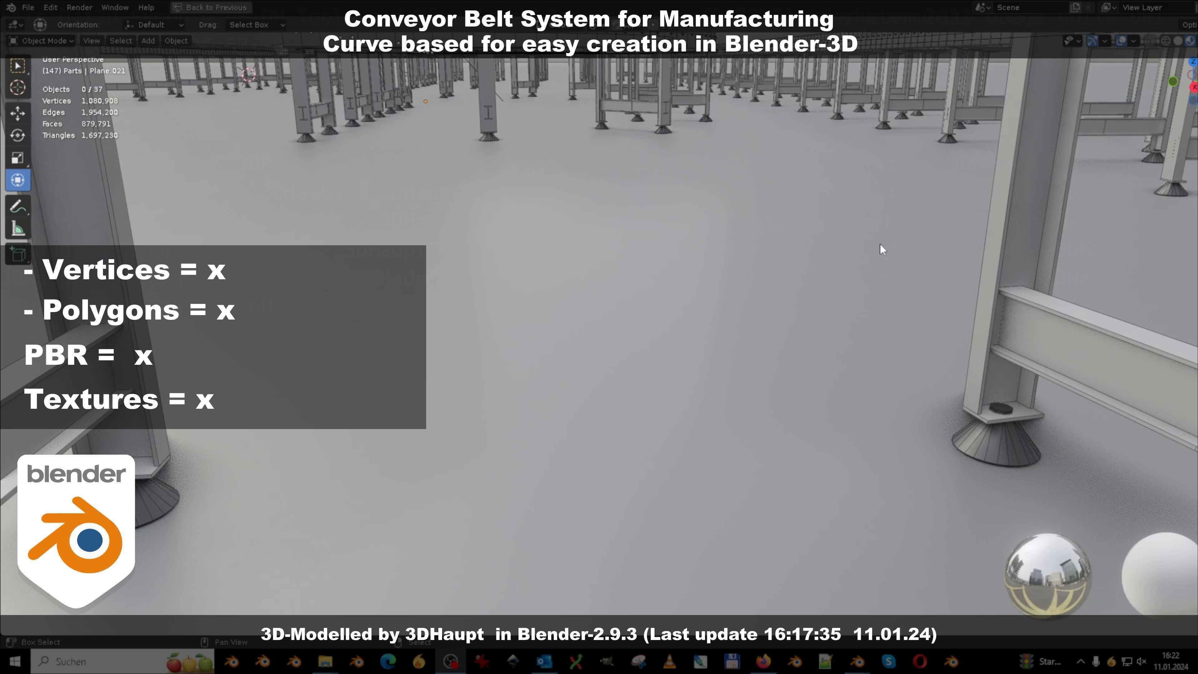 Conveyor belt system for Manufacturing 3D model_101