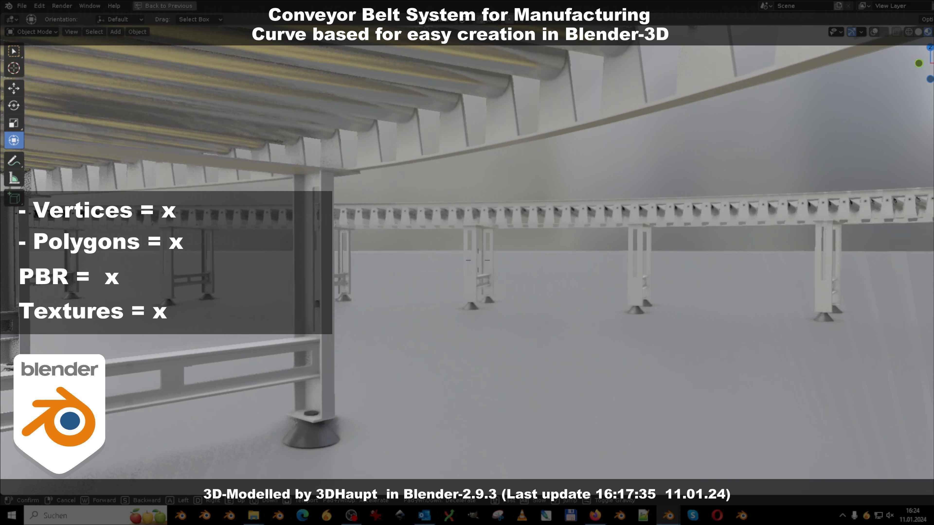 Conveyor belt system for Manufacturing 3D model_25