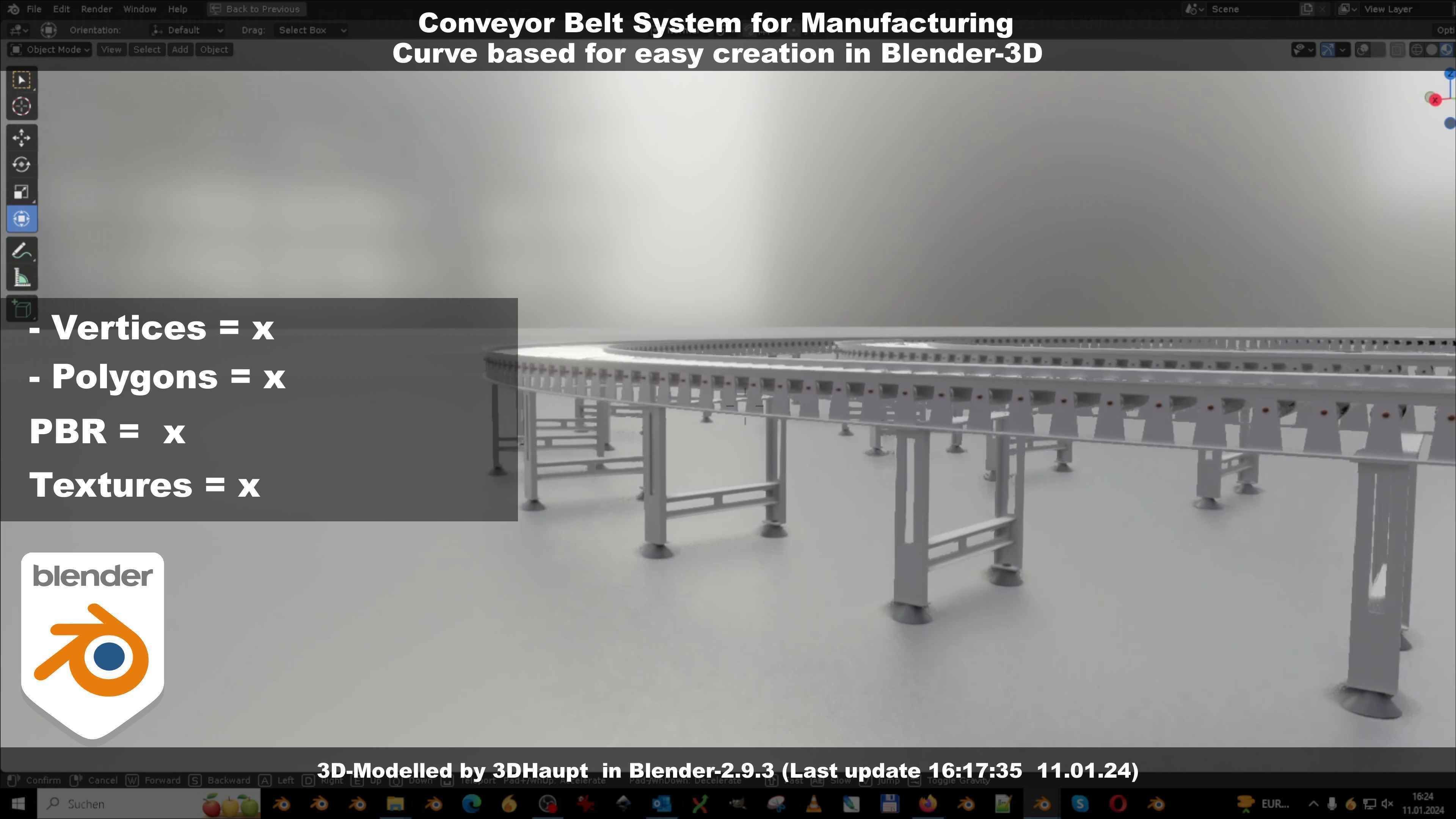Conveyor belt system for Manufacturing 3D model_121