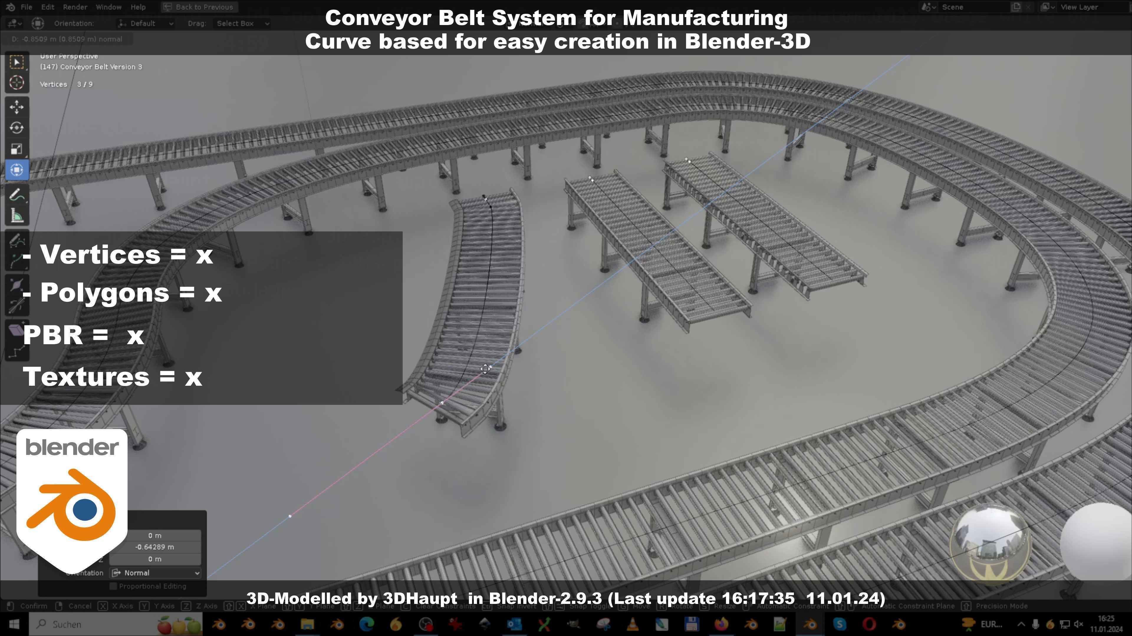 Conveyor belt system for Manufacturing 3D model_131
