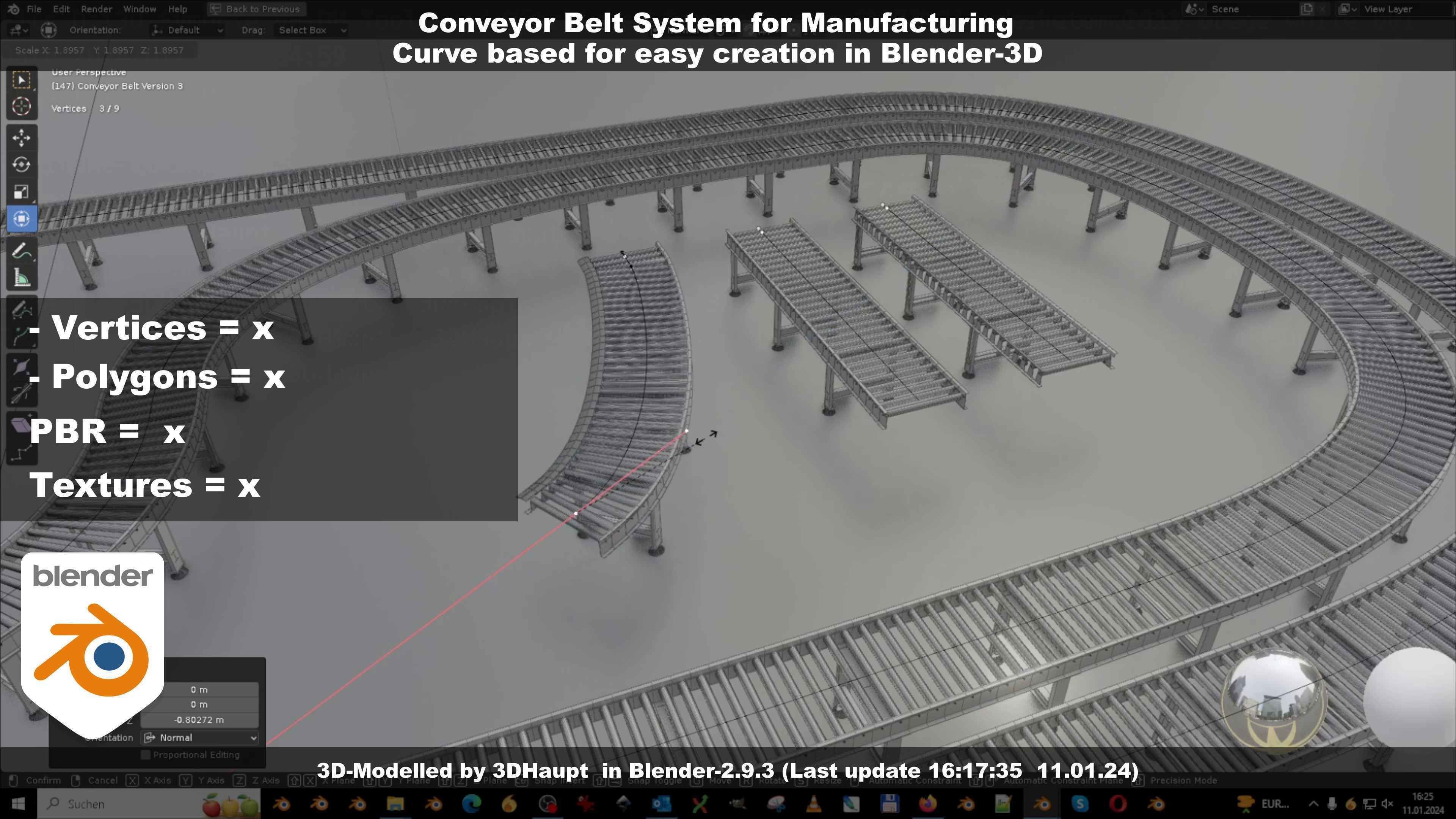 Conveyor belt system for Manufacturing 3D model_88