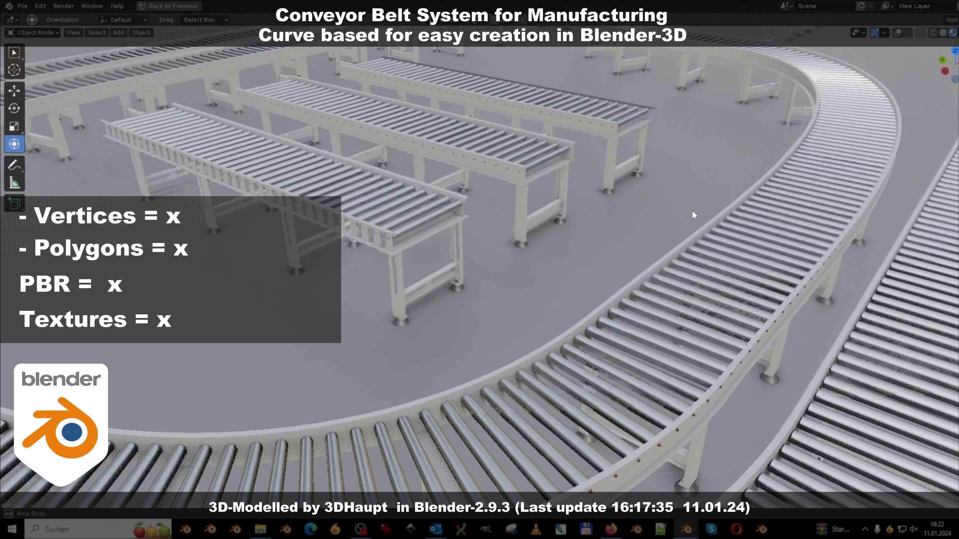 Conveyor belt system for Manufacturing 3D model_21