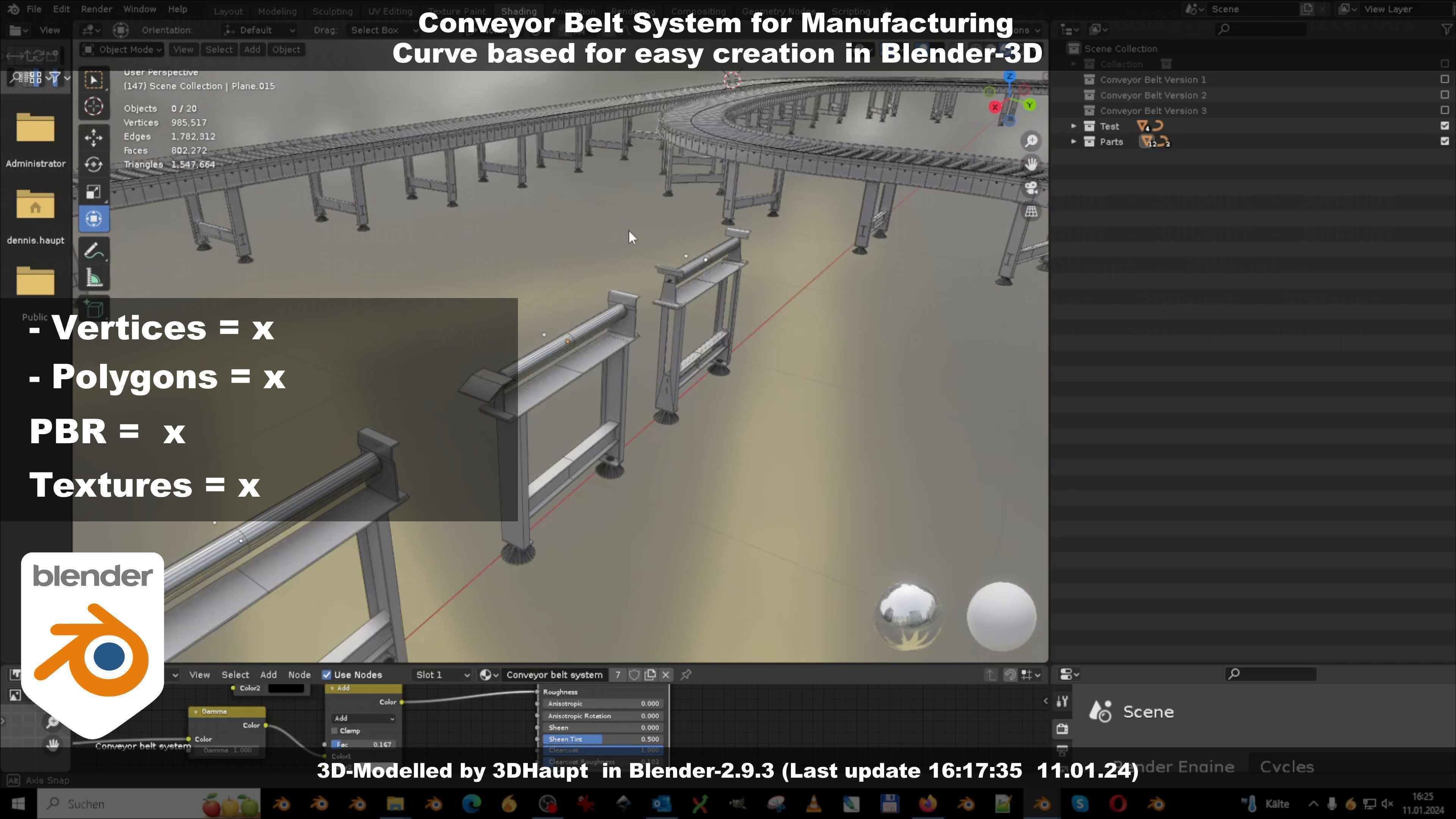 Conveyor belt system for Manufacturing 3D model_136