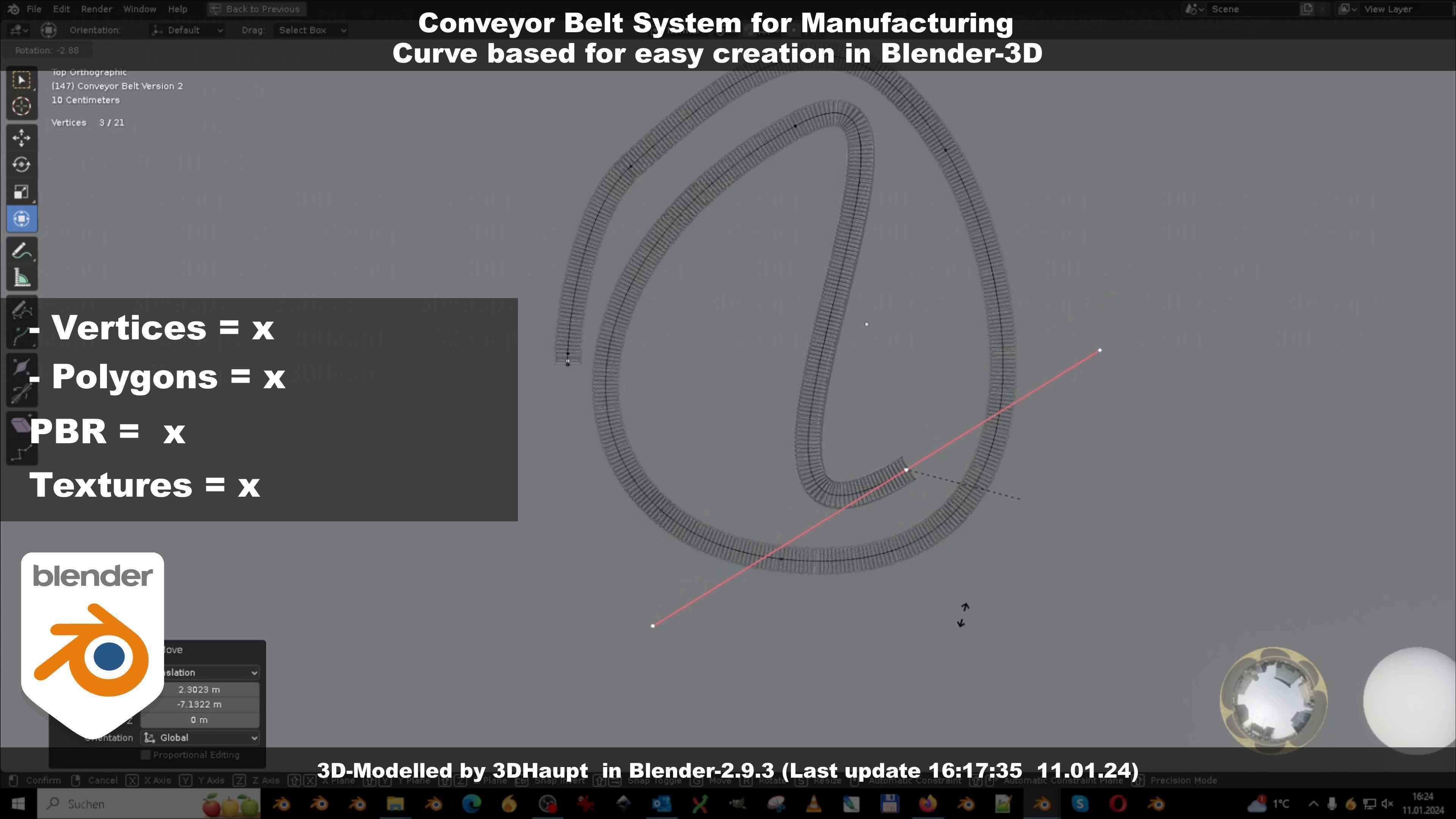Conveyor belt system for Manufacturing 3D model_63