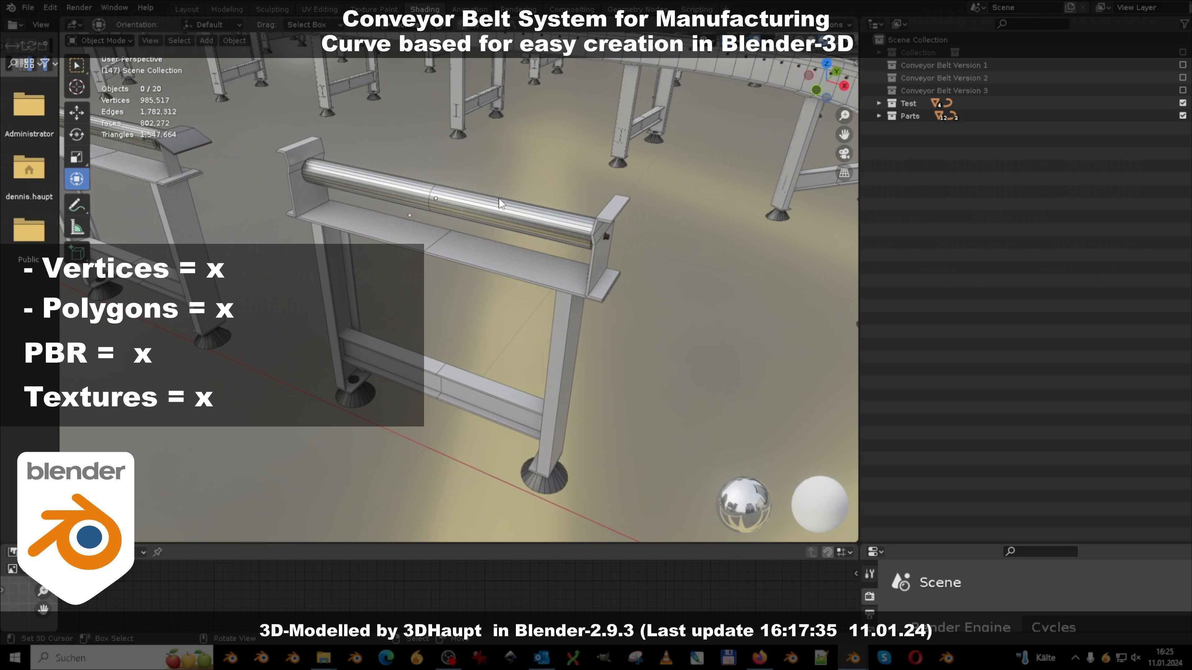 Conveyor belt system for Manufacturing 3D model_39