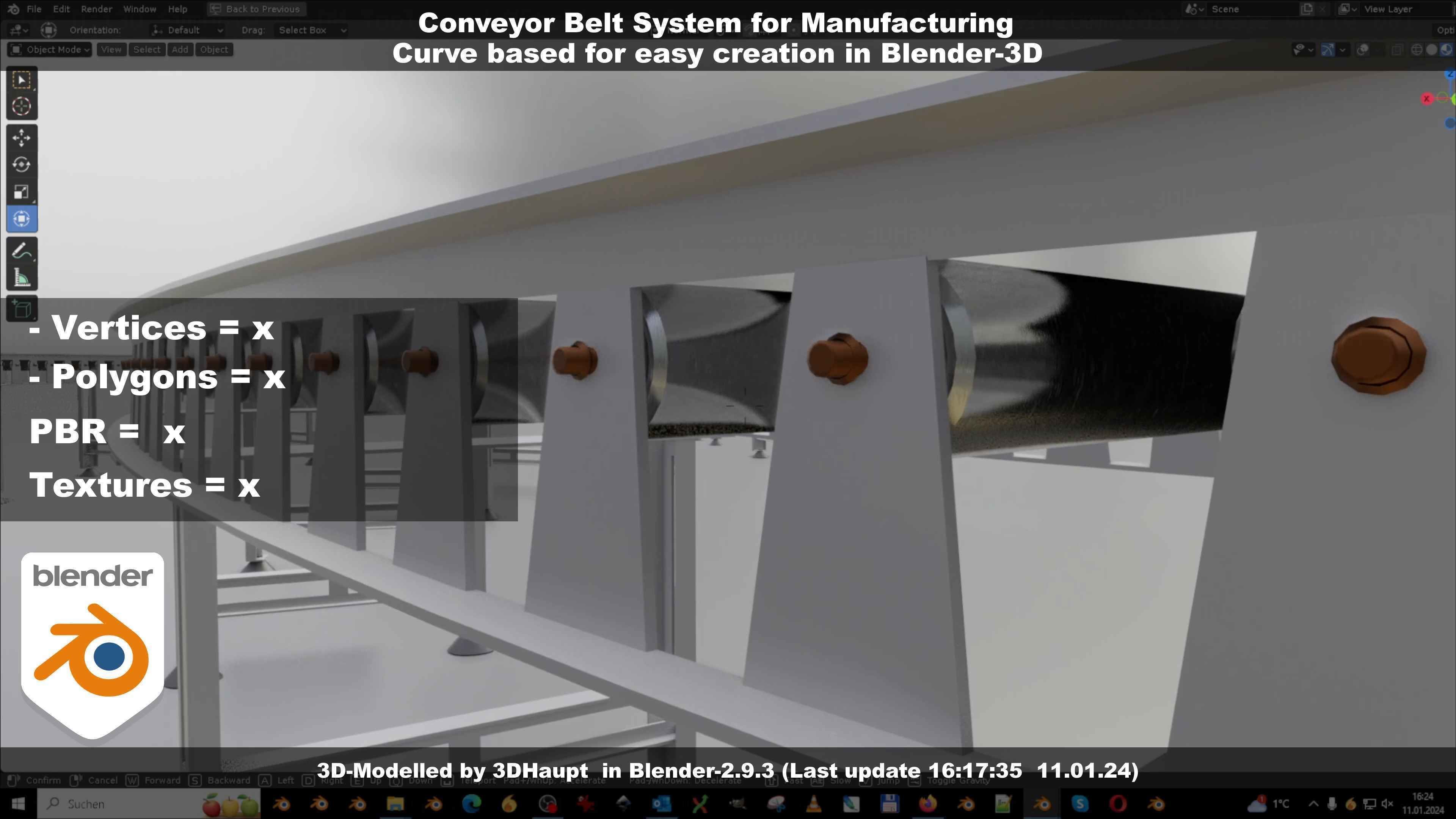 Conveyor belt system for Manufacturing 3D model_24