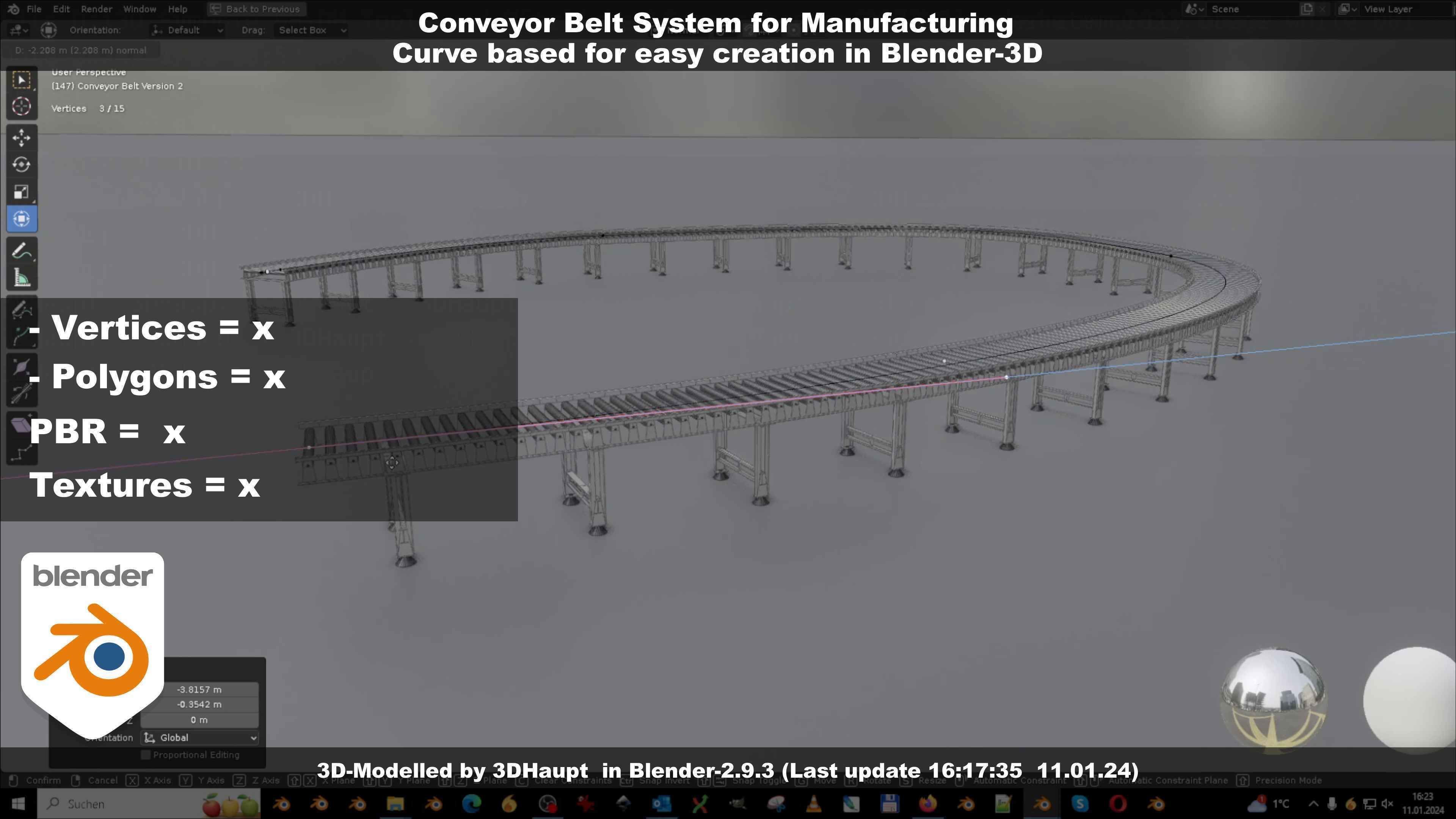 Conveyor belt system for Manufacturing 3D model_57