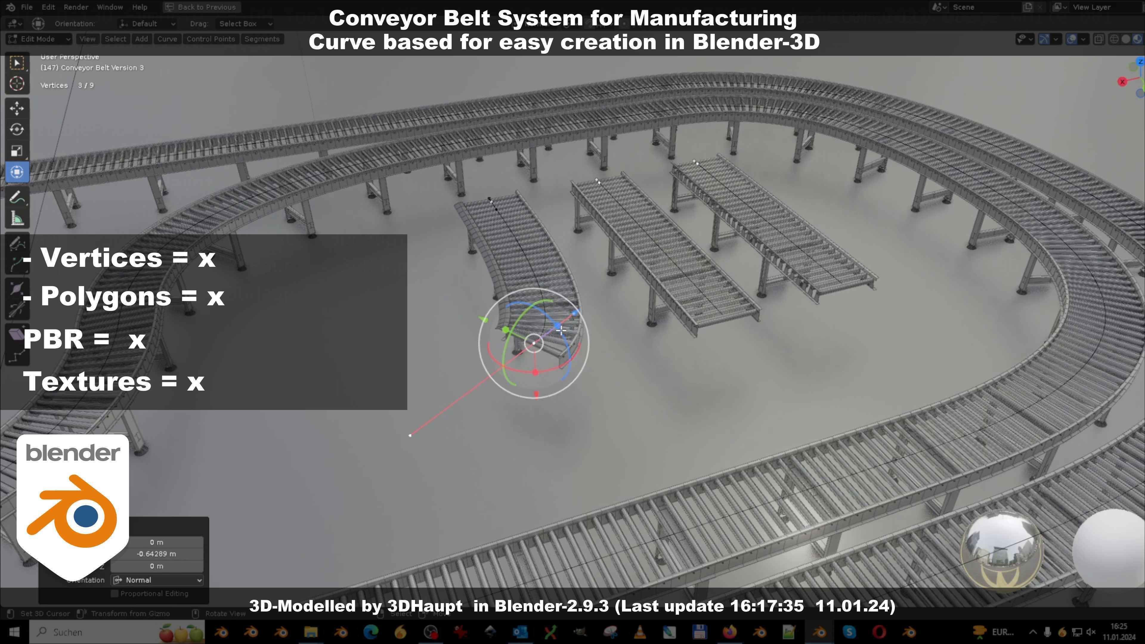 Conveyor belt system for Manufacturing 3D model_87
