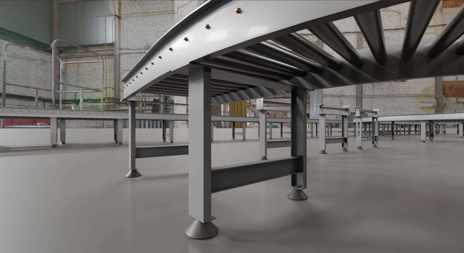 Conveyor belt system for Manufacturing 3D model_4