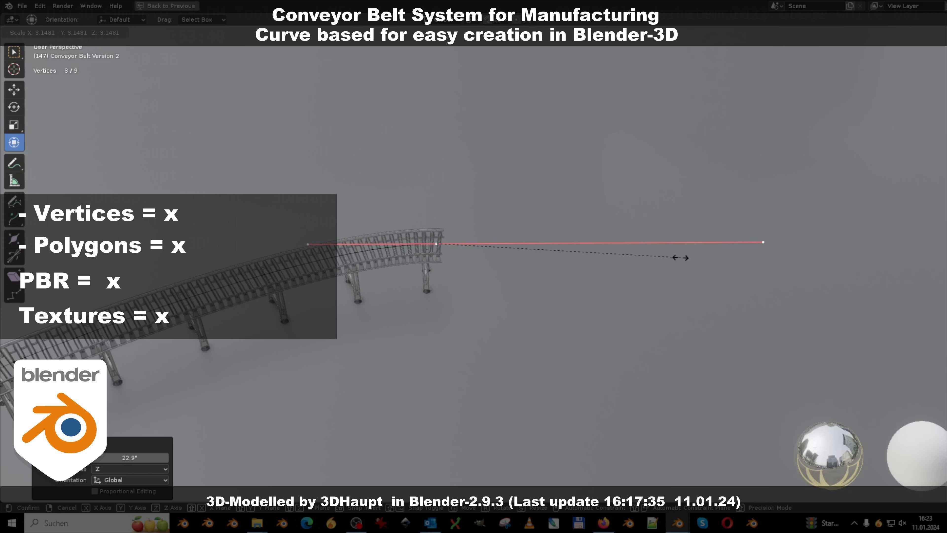 Conveyor belt system for Manufacturing 3D model_106