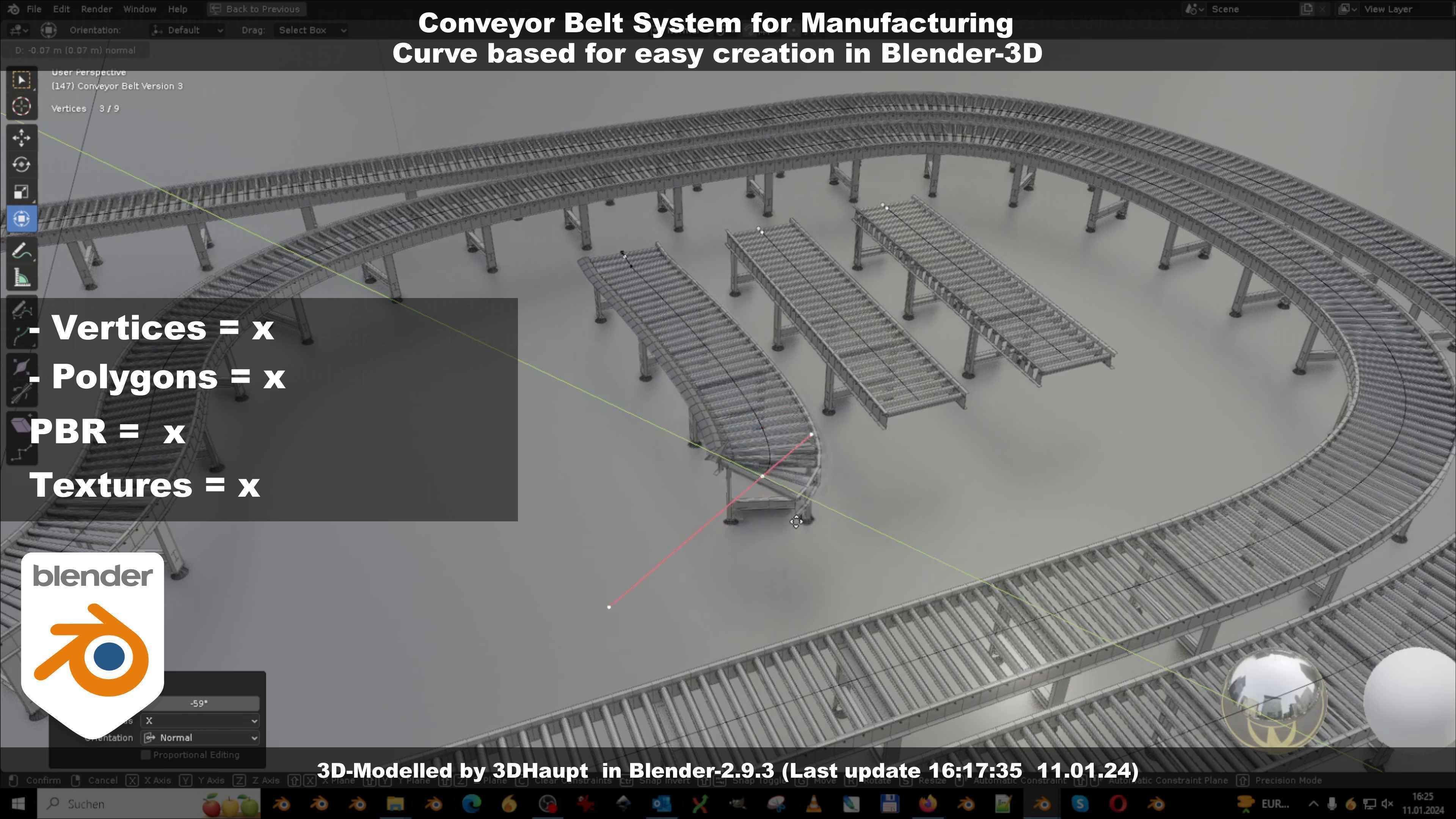 Conveyor belt system for Manufacturing 3D model_34