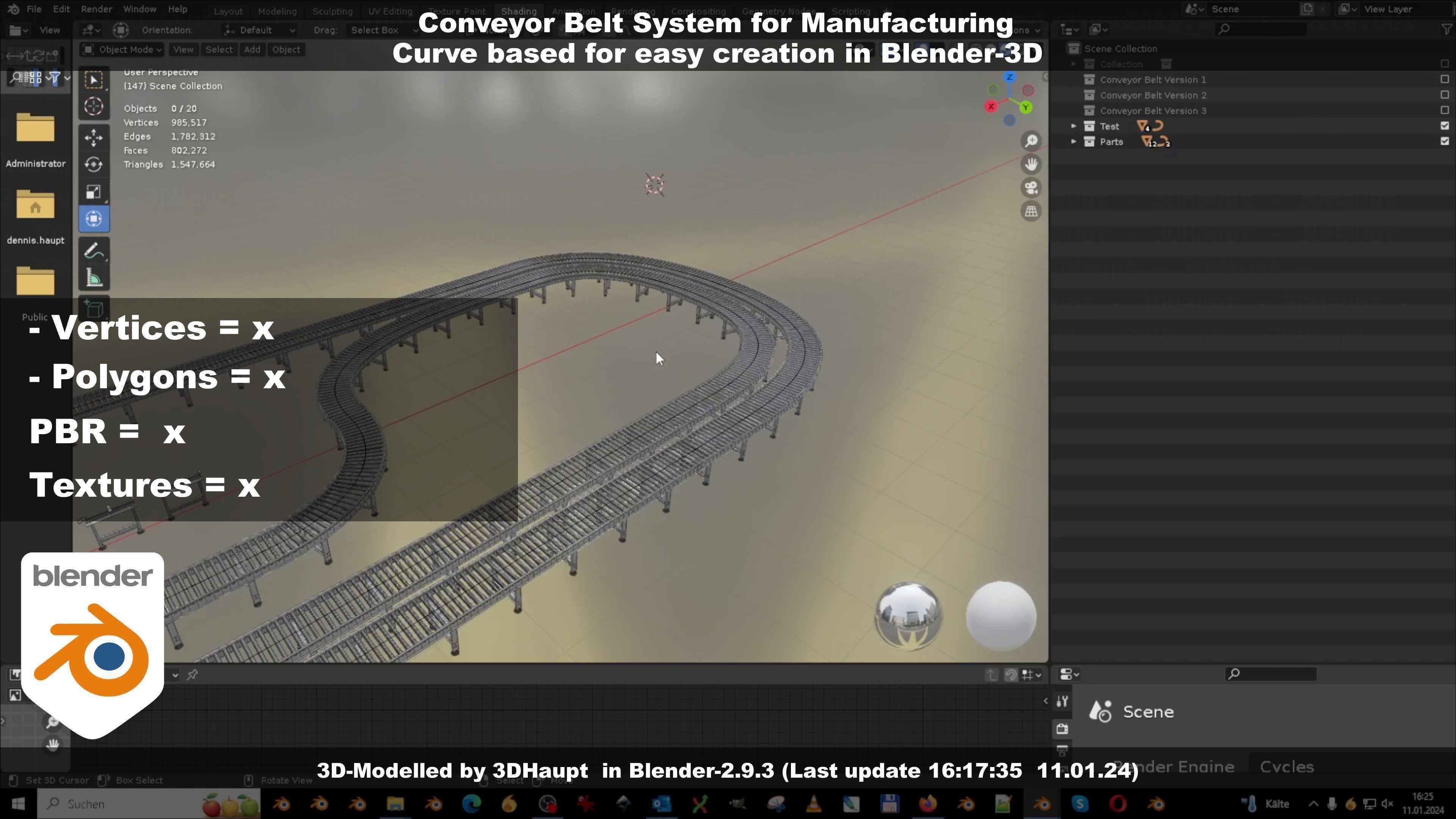 Conveyor belt system for Manufacturing 3D model_134