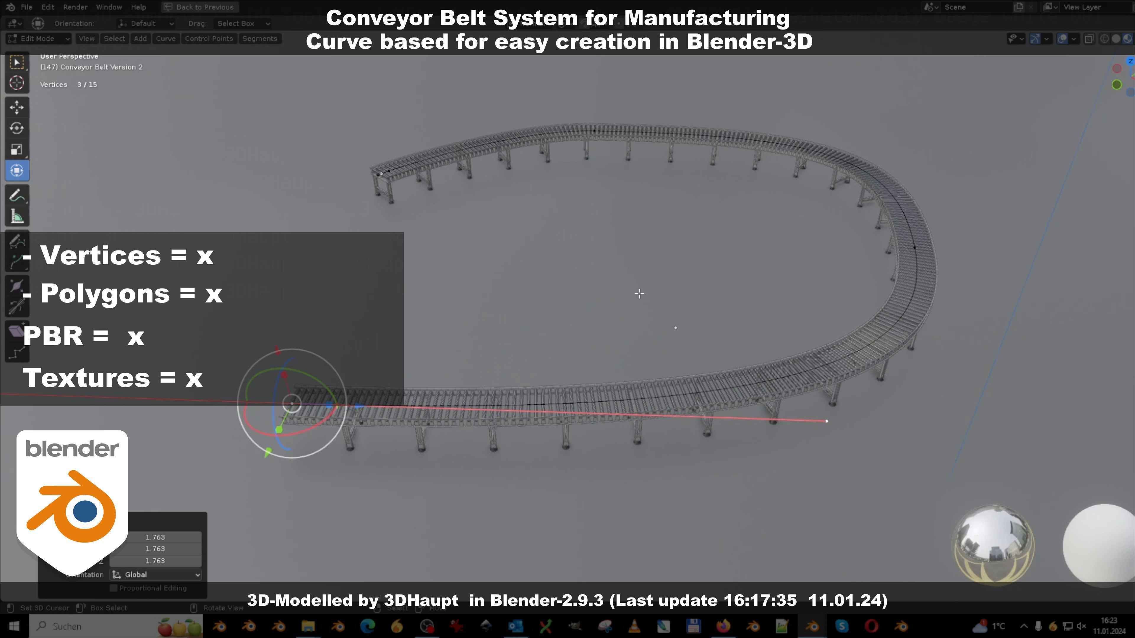 Conveyor belt system for Manufacturing 3D model_58