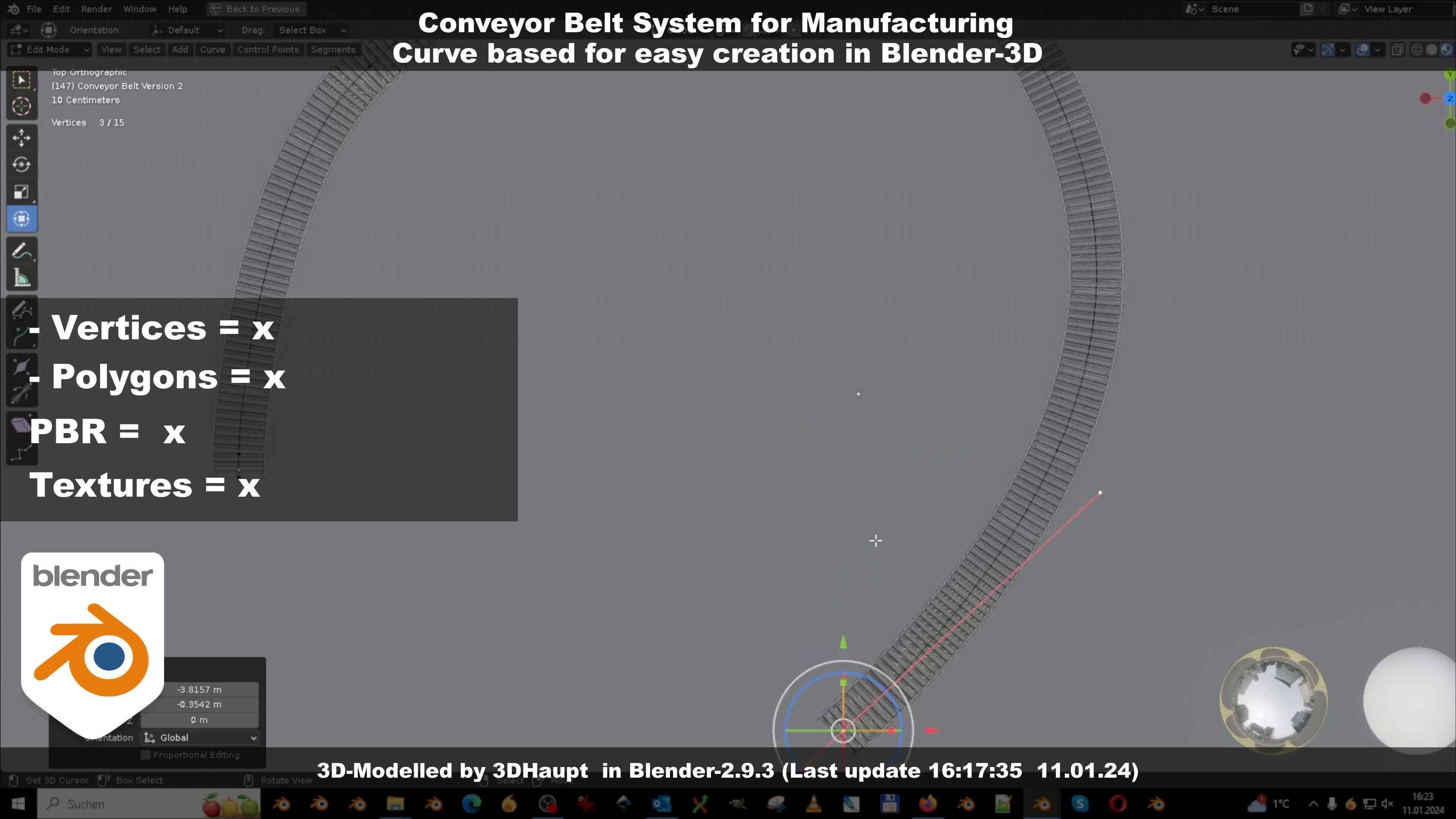 Conveyor belt system for Manufacturing 3D model_114