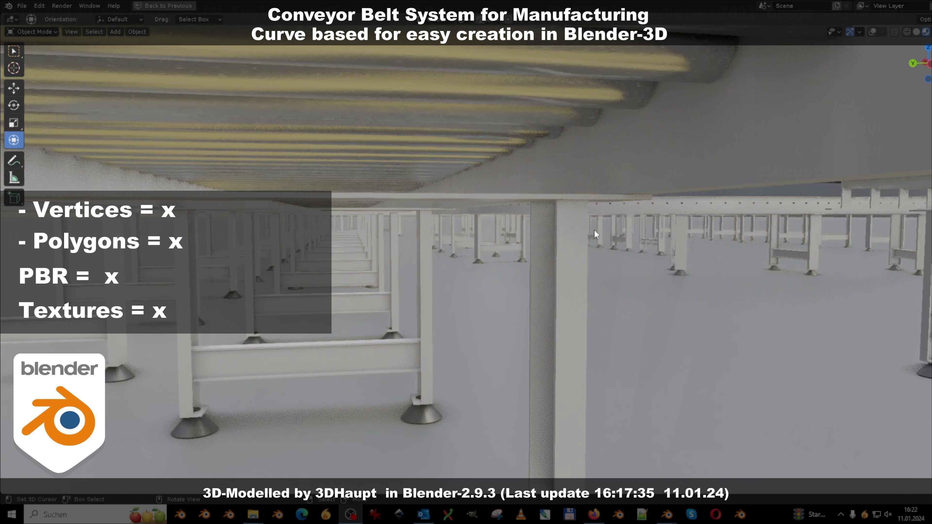 Conveyor belt system for Manufacturing 3D model_103