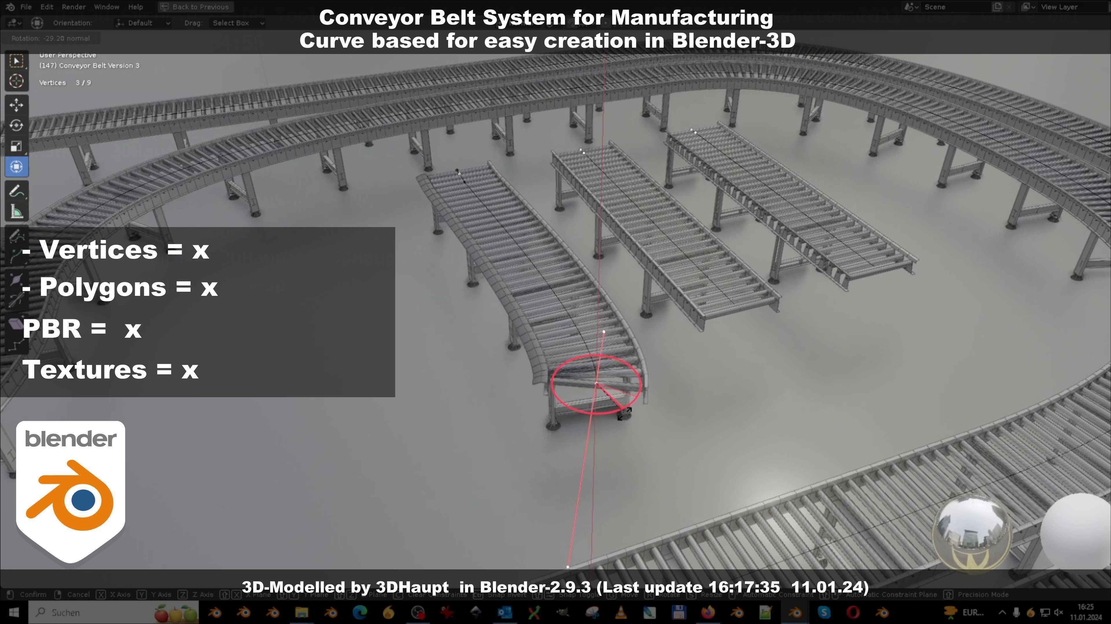 Conveyor belt system for Manufacturing 3D model_86