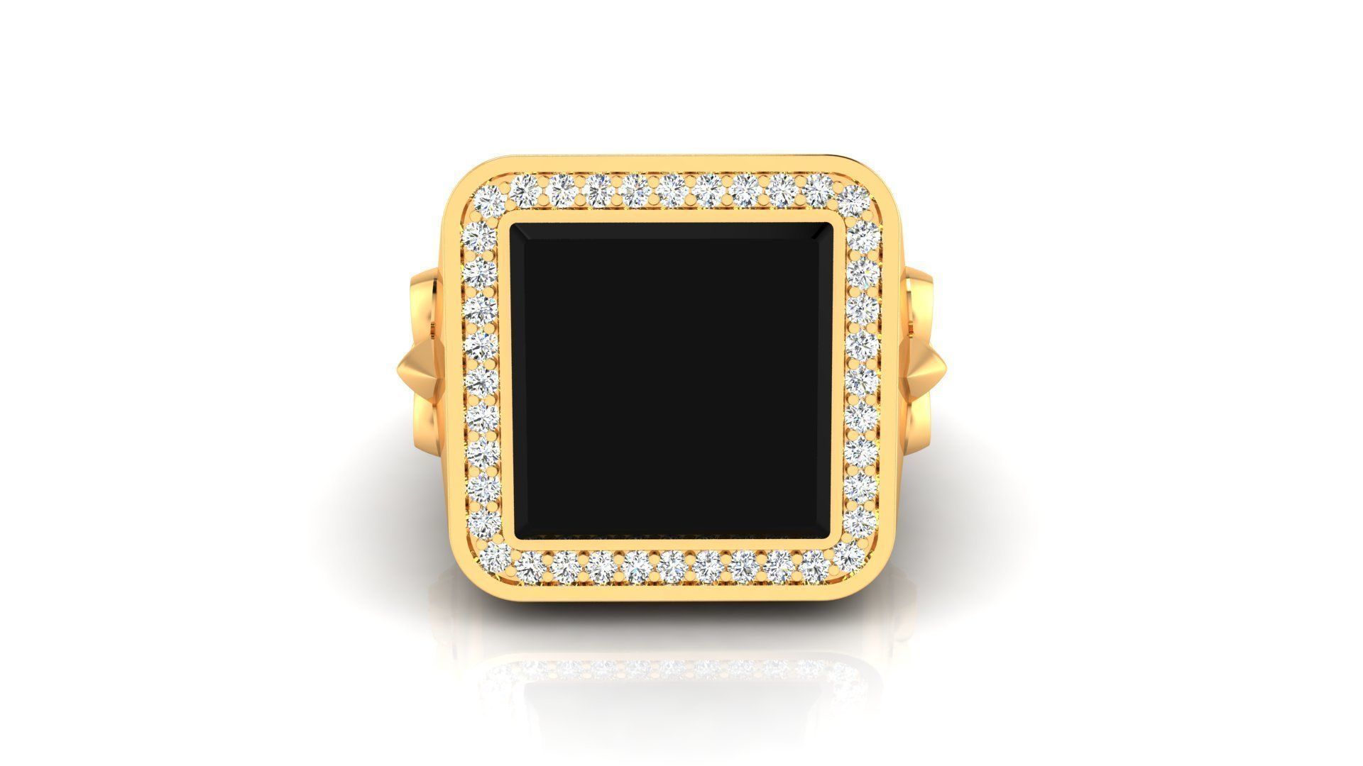 Ring M149 Mens luxury ring with enamel and gems 3D print model_5