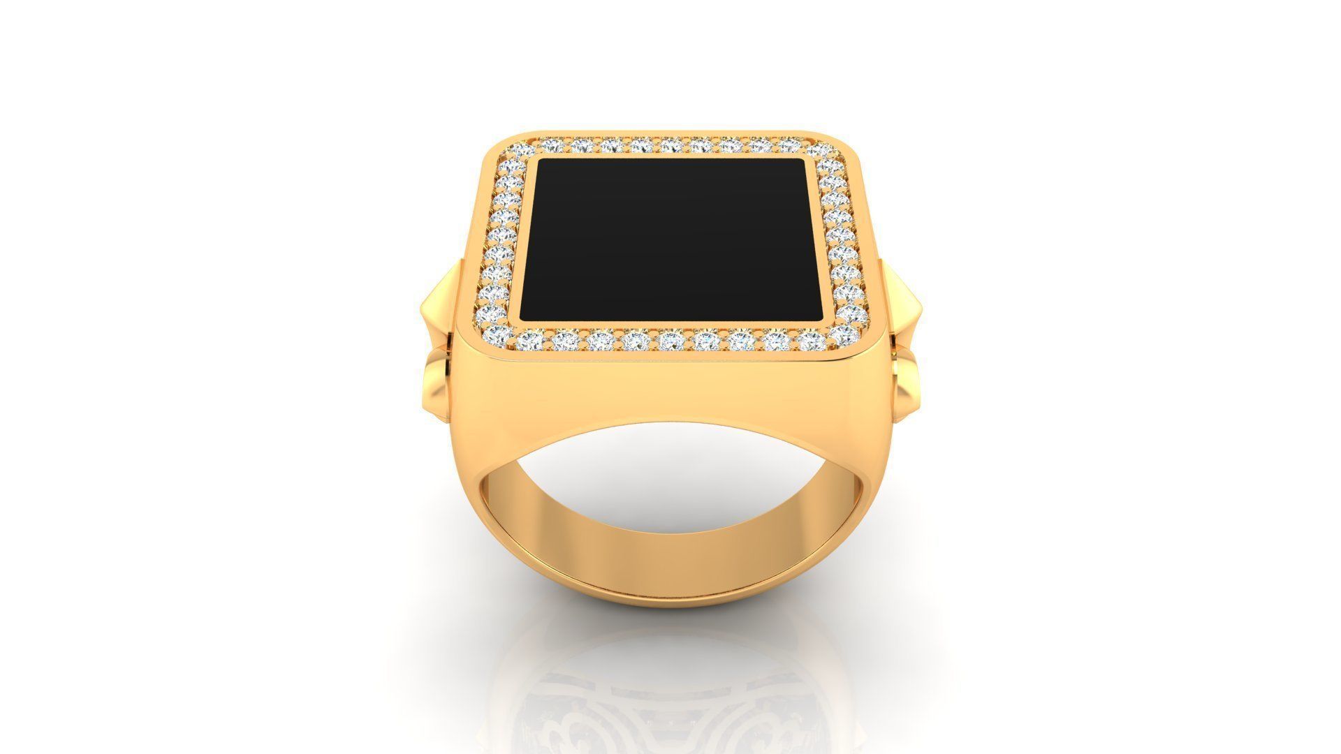 Ring M149 Mens luxury ring with enamel and gems 3D print model_28