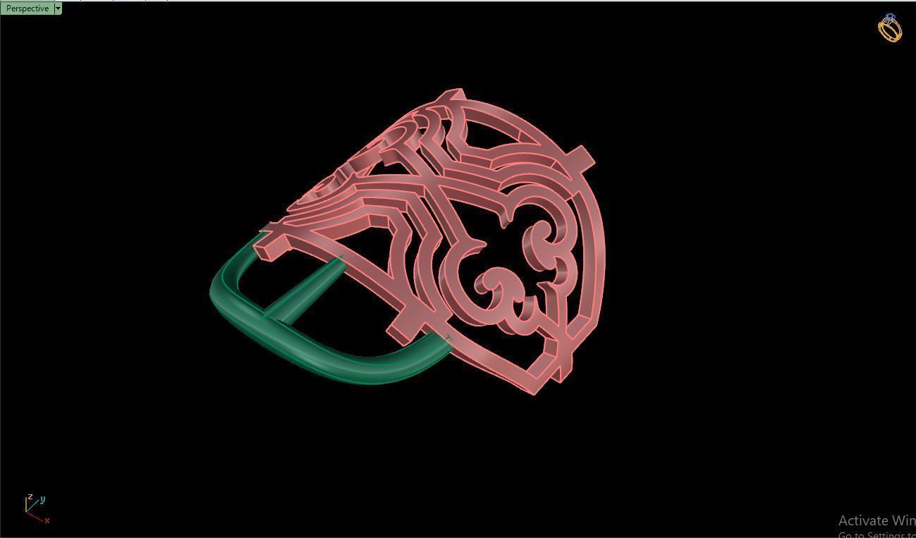 Ring M149 Mens luxury ring with enamel and gems 3D print model_18