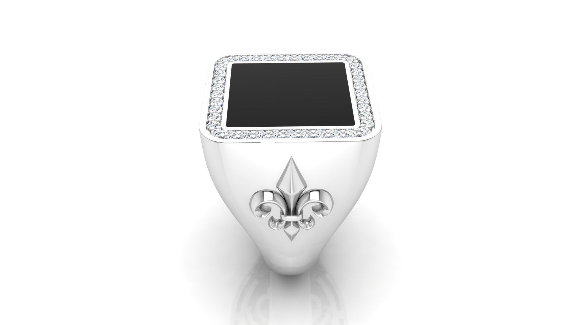 Ring M149 Mens luxury ring with enamel and gems 3D print model_32