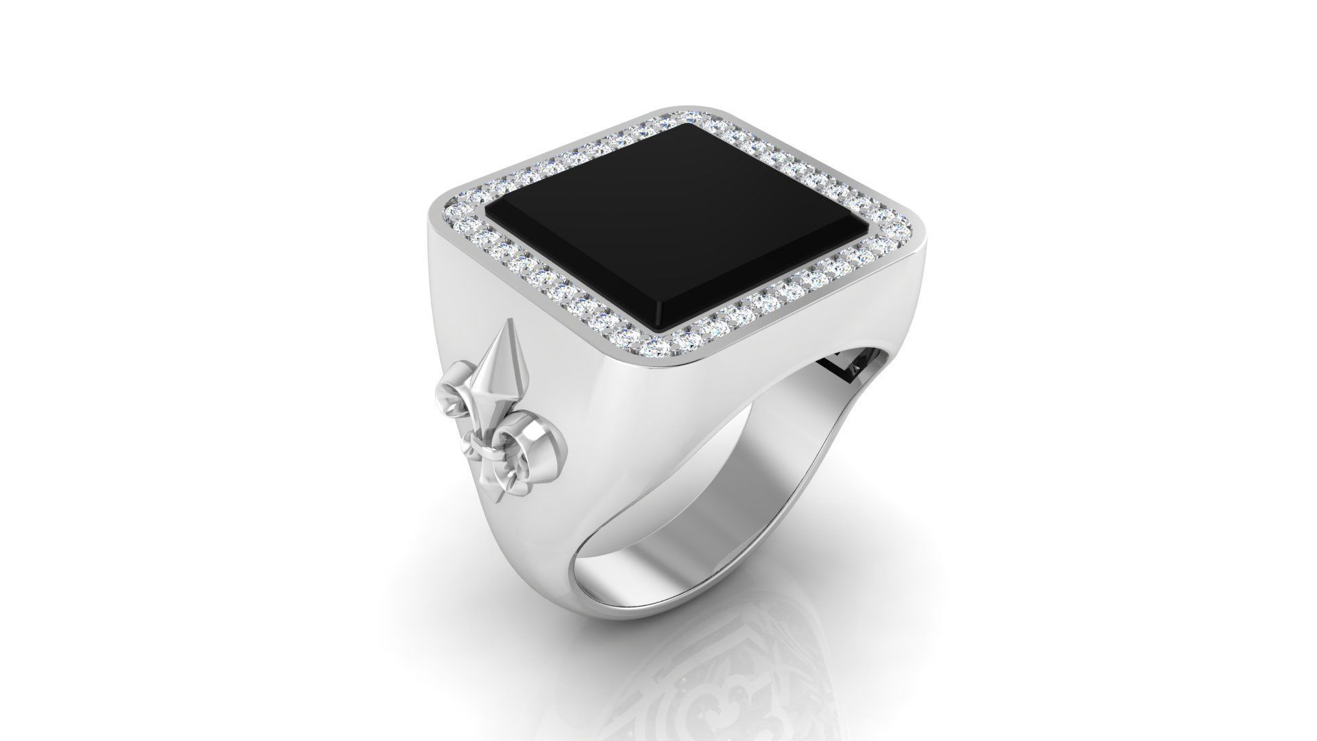 Ring M149 Mens luxury ring with enamel and gems 3D print model_24