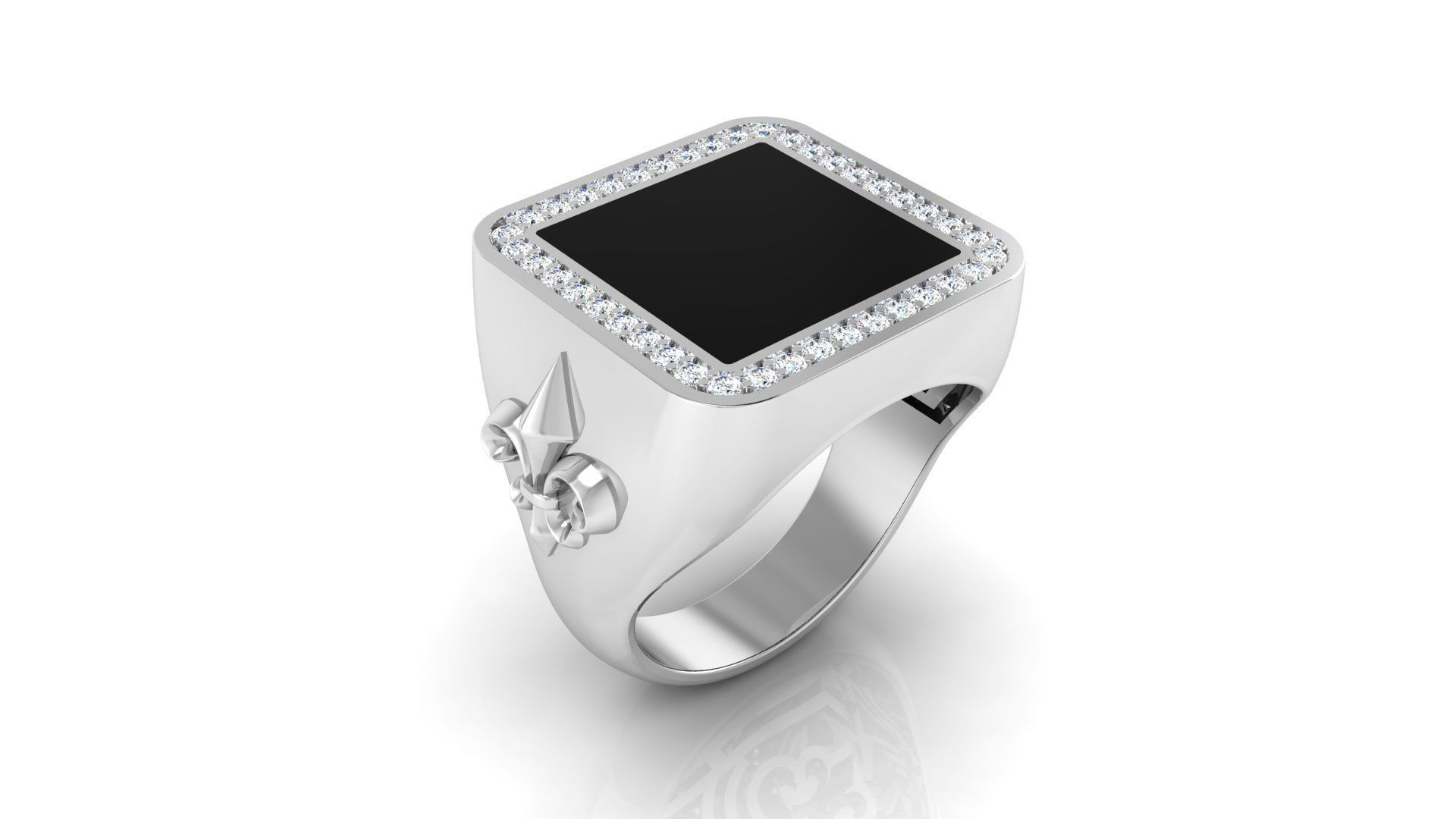 Ring M149 Mens luxury ring with enamel and gems 3D print model_30