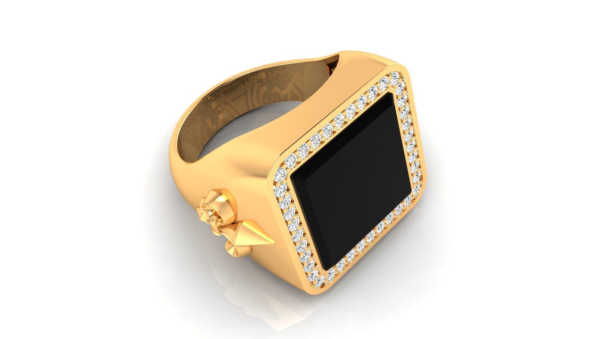 Ring M149 Mens luxury ring with enamel and gems 3D print model_4