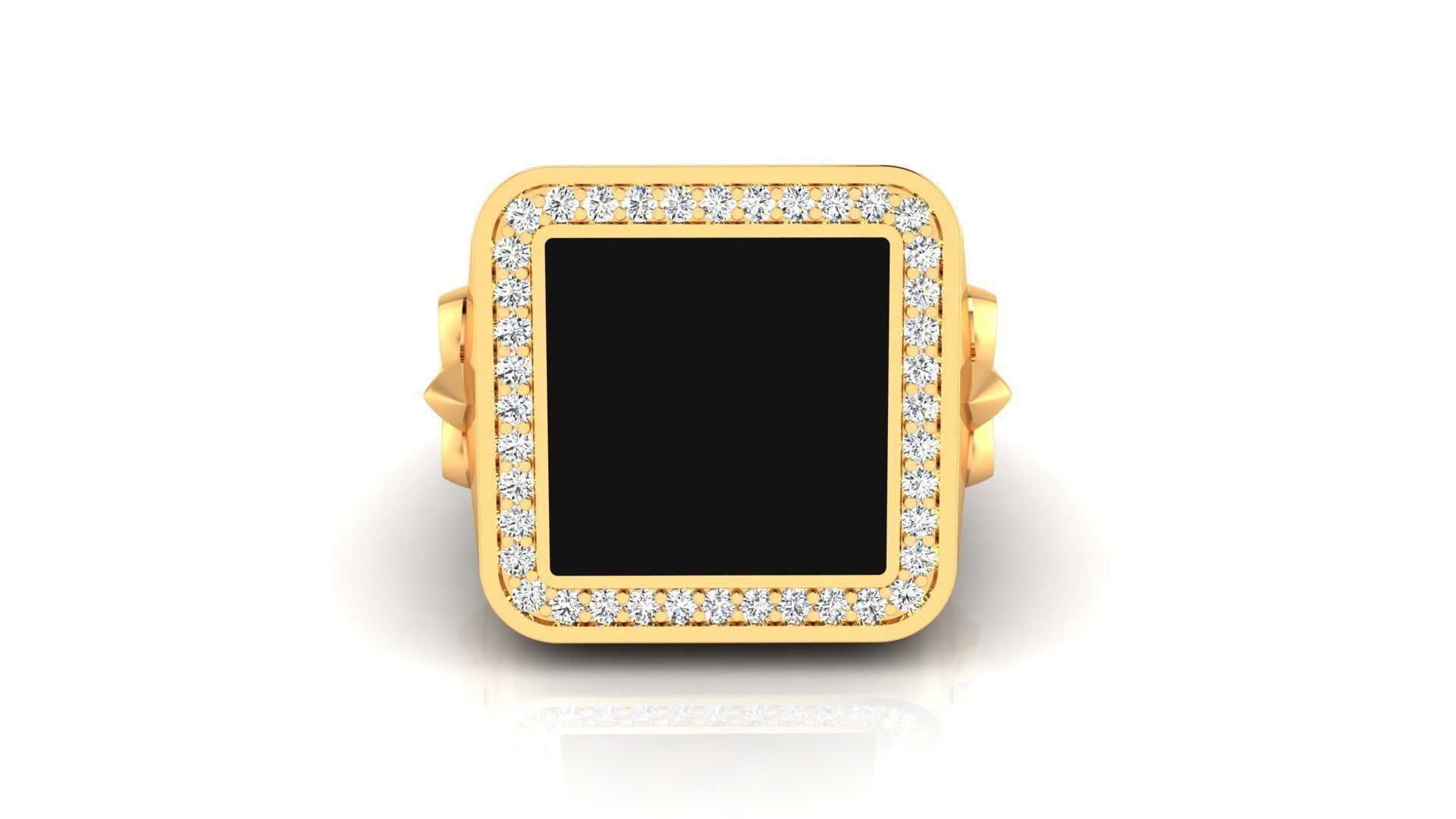 Ring M149 Mens luxury ring with enamel and gems 3D print model_39