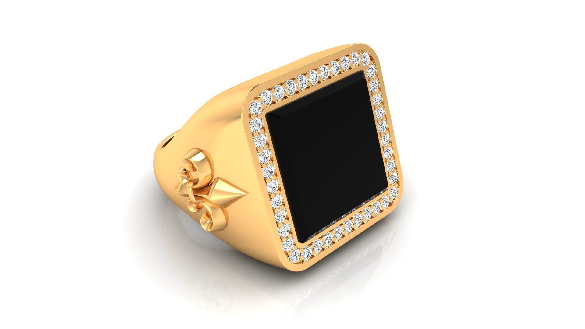 Ring M149 Mens luxury ring with enamel and gems 3D print model_3