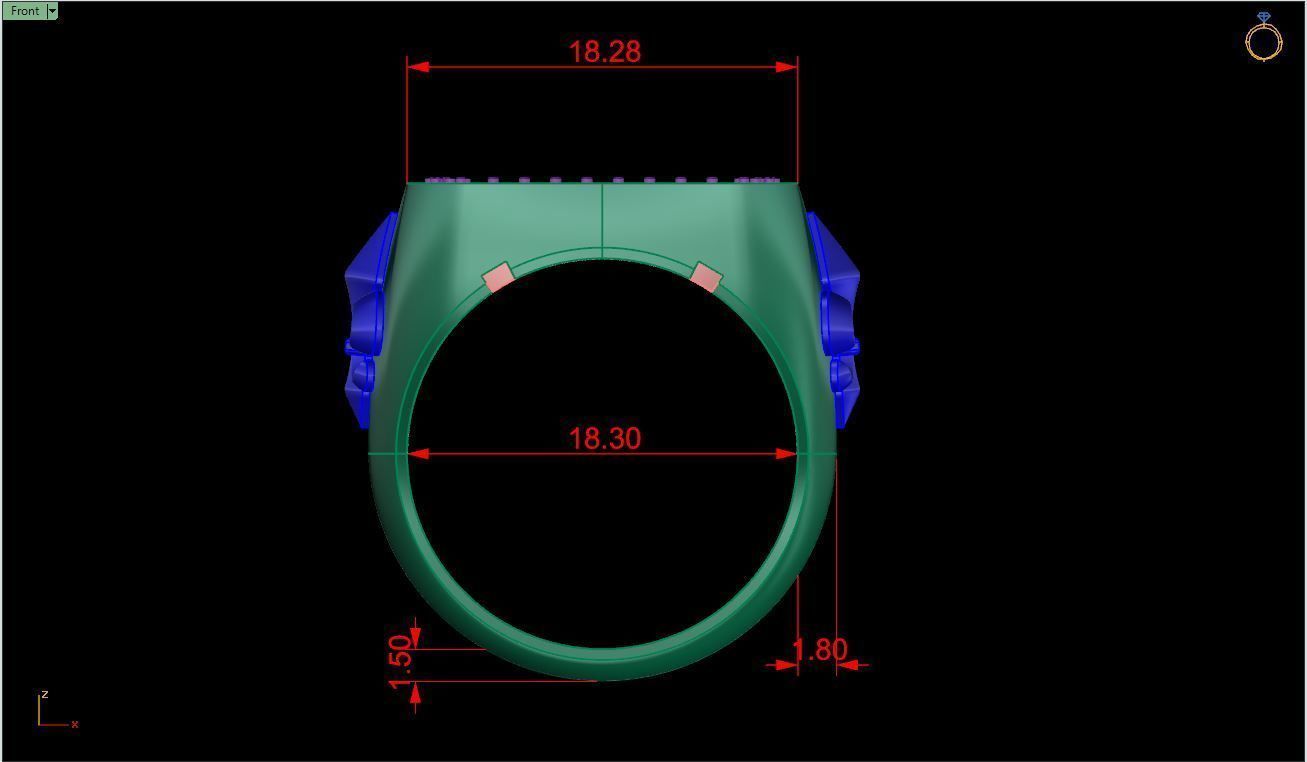 Ring M149 Mens luxury ring with enamel and gems 3D print model_9