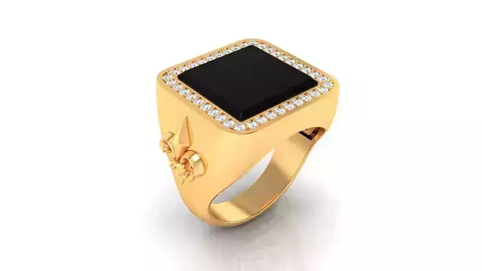 Ring M149 Mens luxury ring with enamel and gems